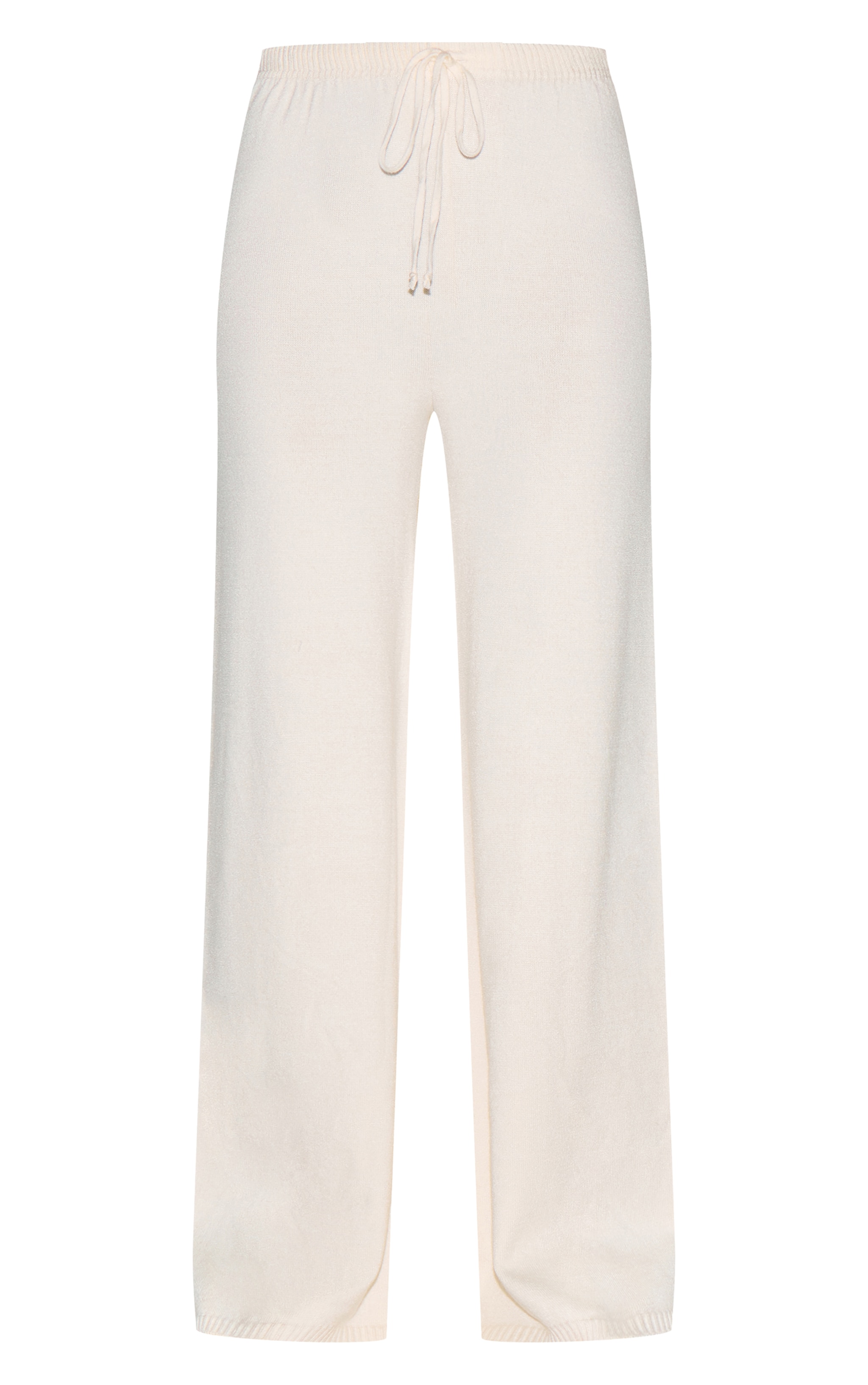 Petite Cream Knitted Straight Leg Pants image 5