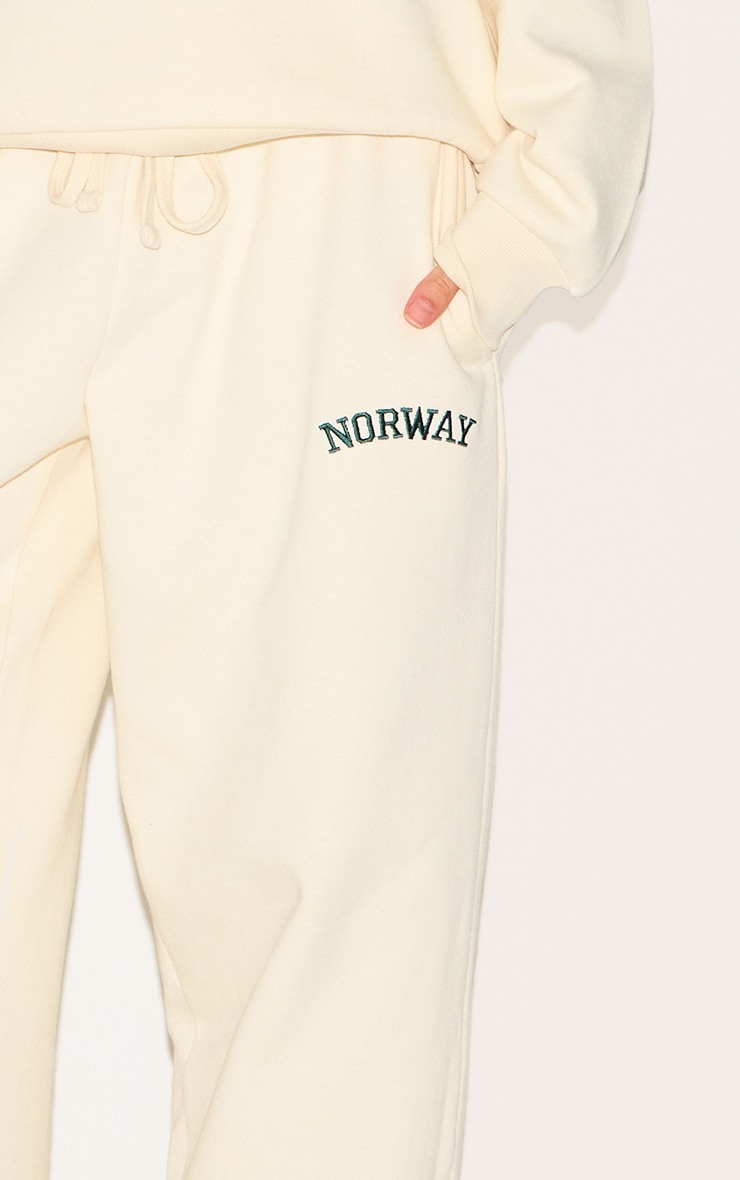 Cream Premium Norway Wide Leg Track Pants image 4