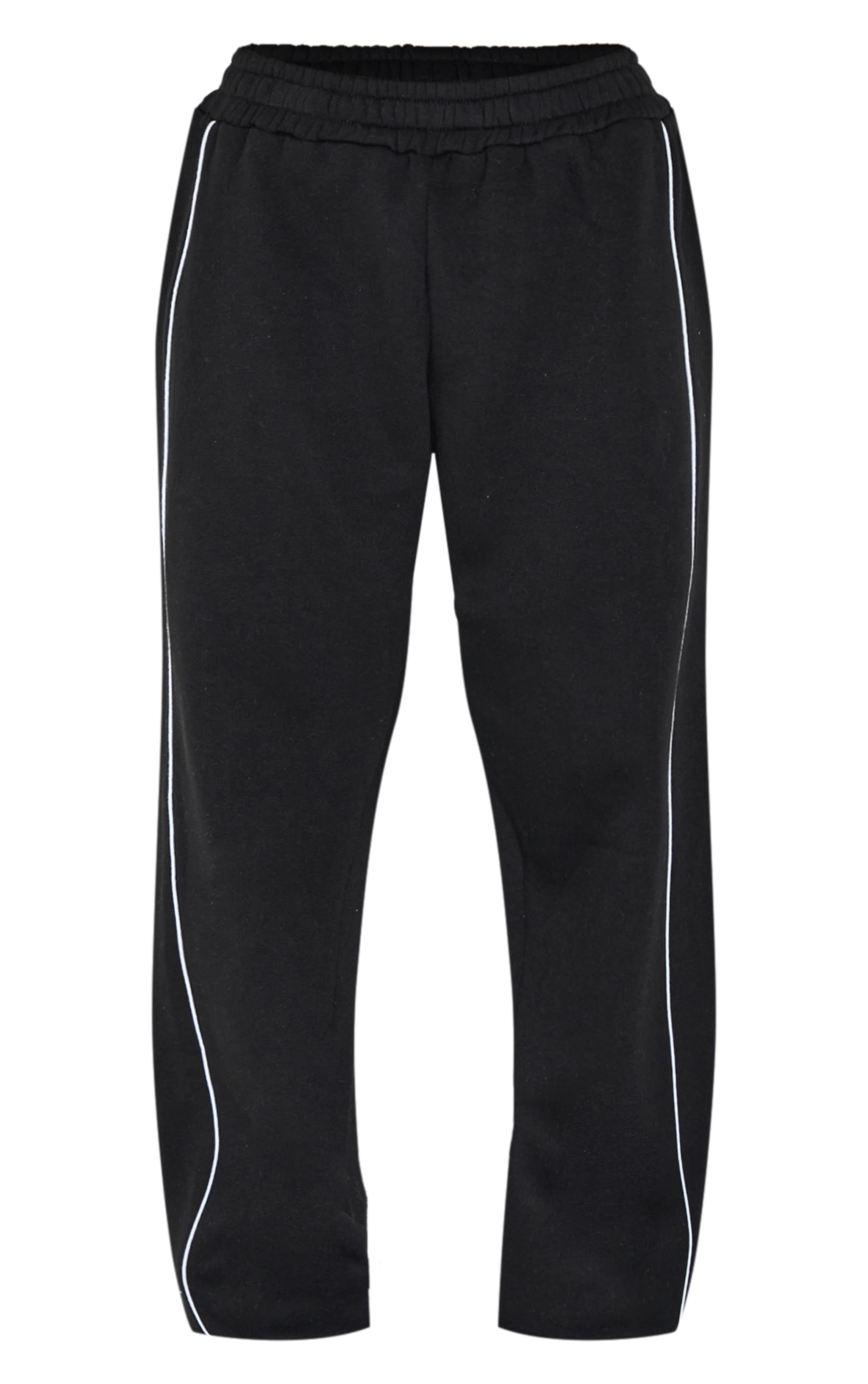 Petite Black Piping Detail Joggers image 5