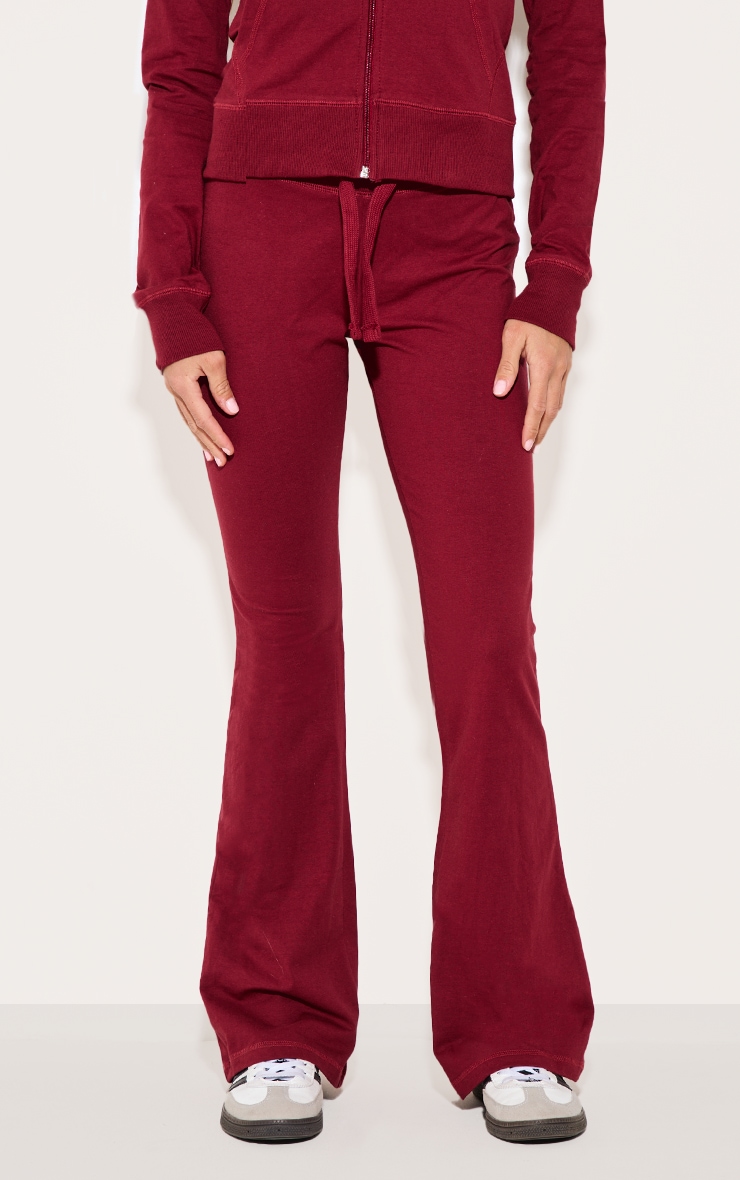 Burgundy Low Rise Skinny Flare Trousers image 2