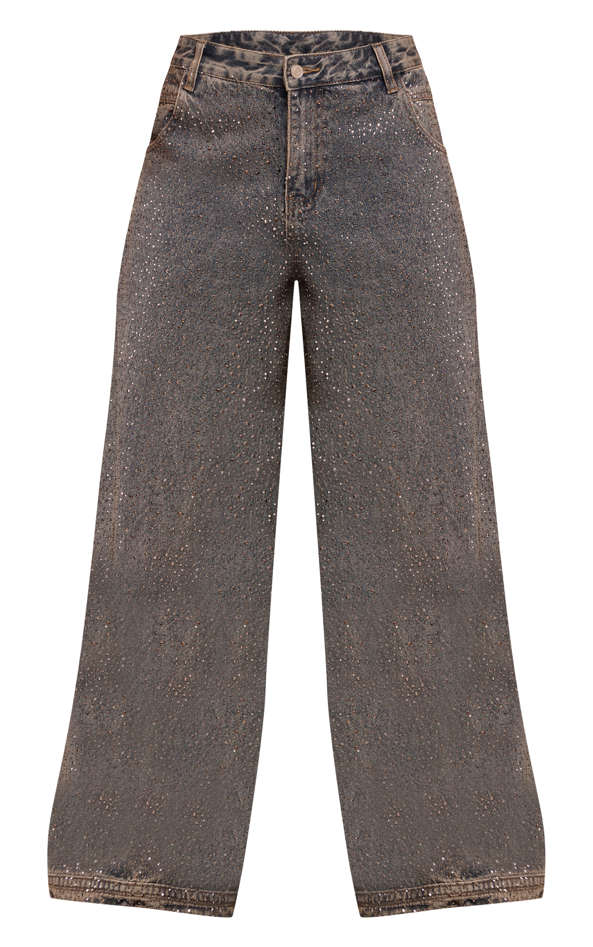 Vintage Relaxed Low Rise Hotfix Wide Leg Denim Jeans image 5