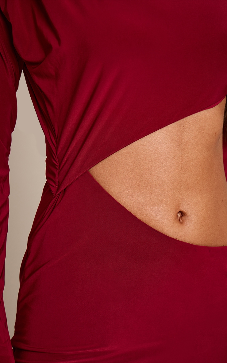 Wine Soft Touch Cut Out Maxi Dress image 4