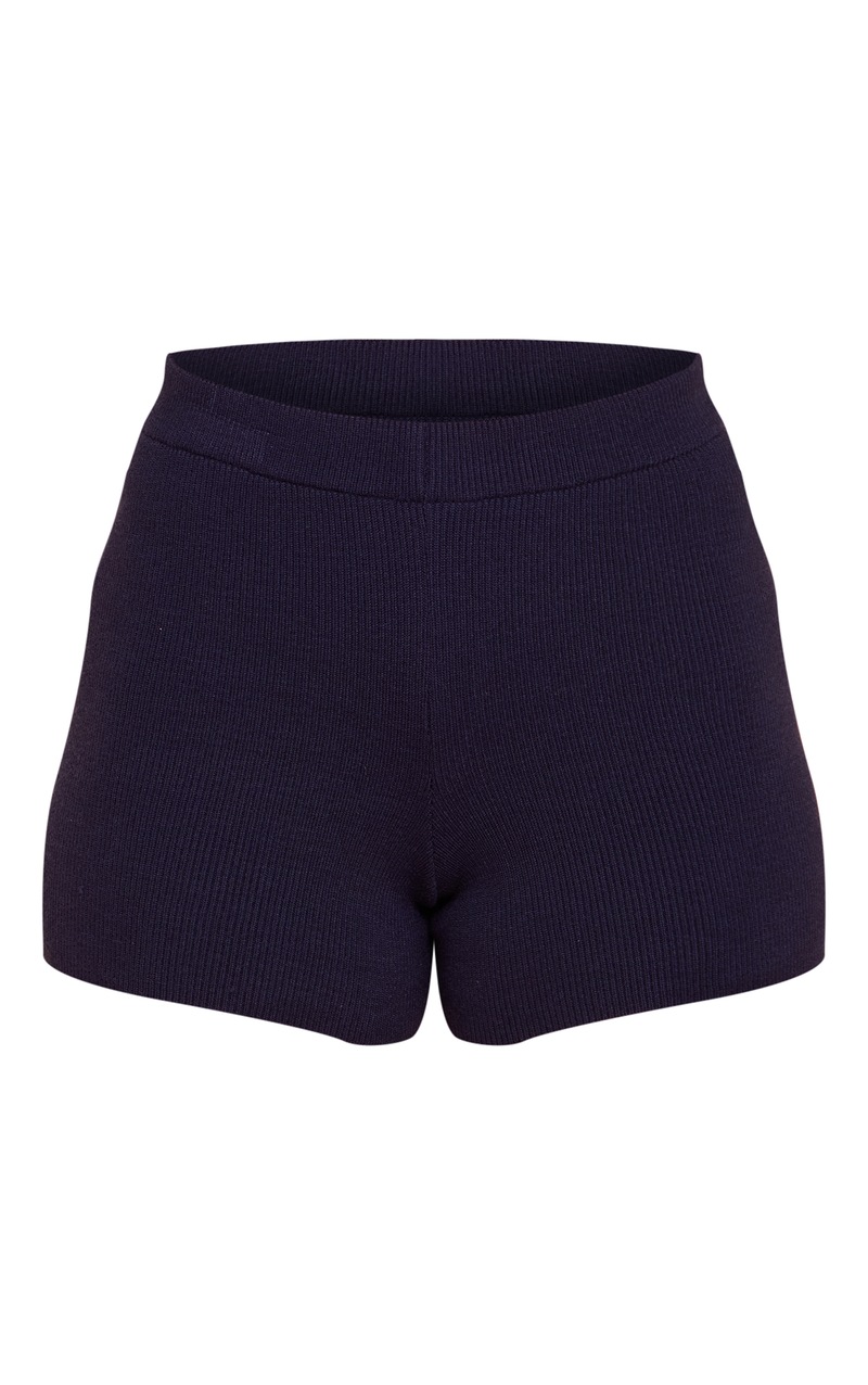 Tall Navy Compact Knitted Mini Short | Tall | PrettyLittleThing USA
