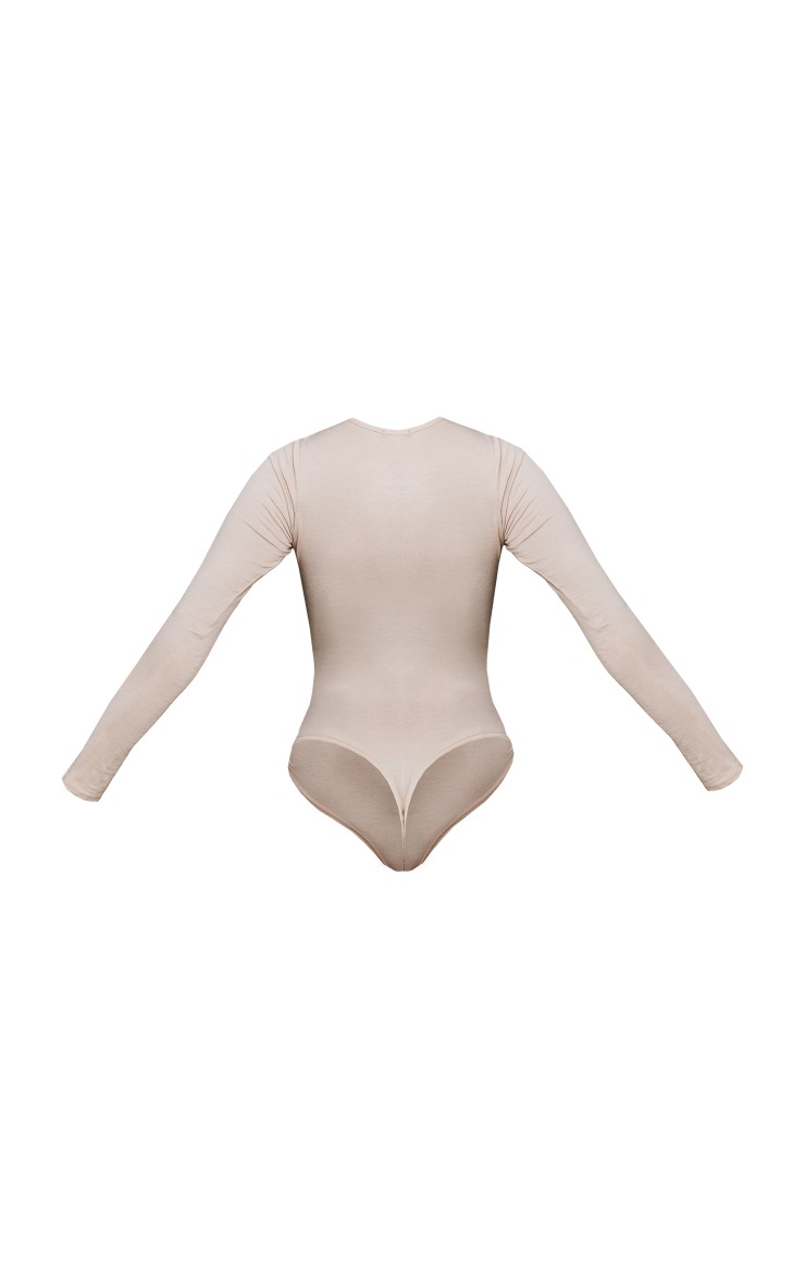 Tall Oatmeal Basic Crew Neck Long Sleeve Bodysuit image 6