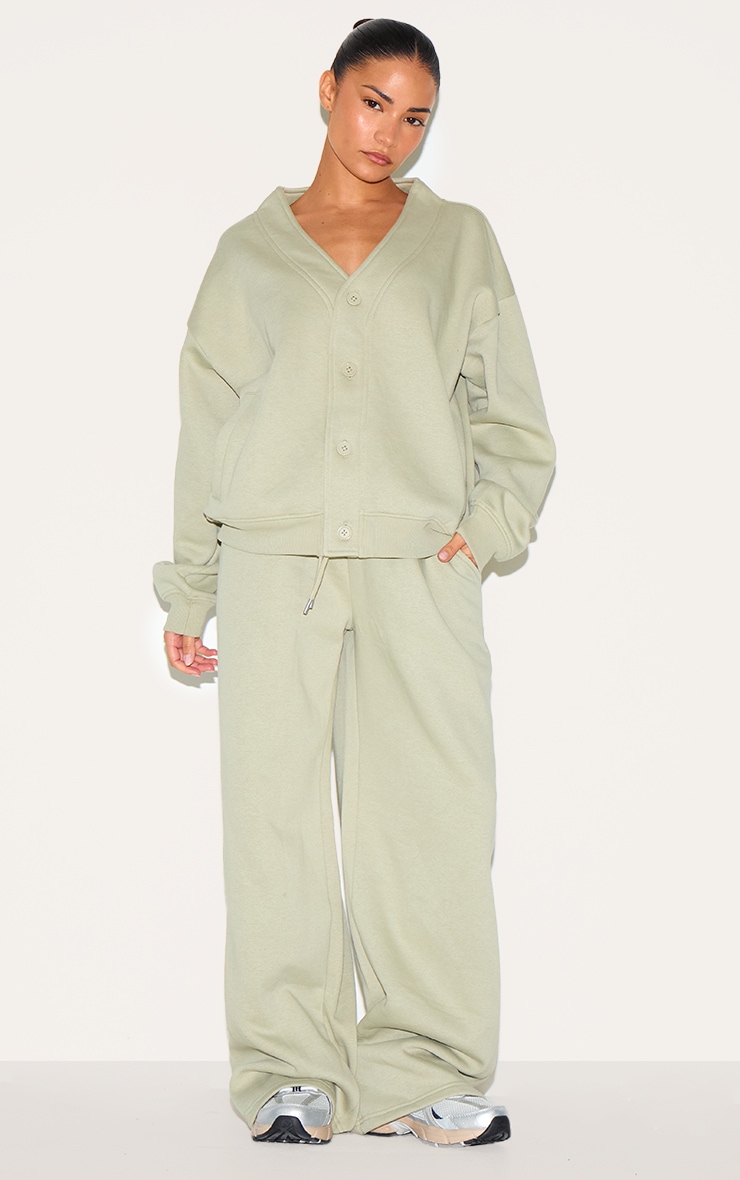 Petite Olive Drawstring Wide Leg Sweatpants image 1