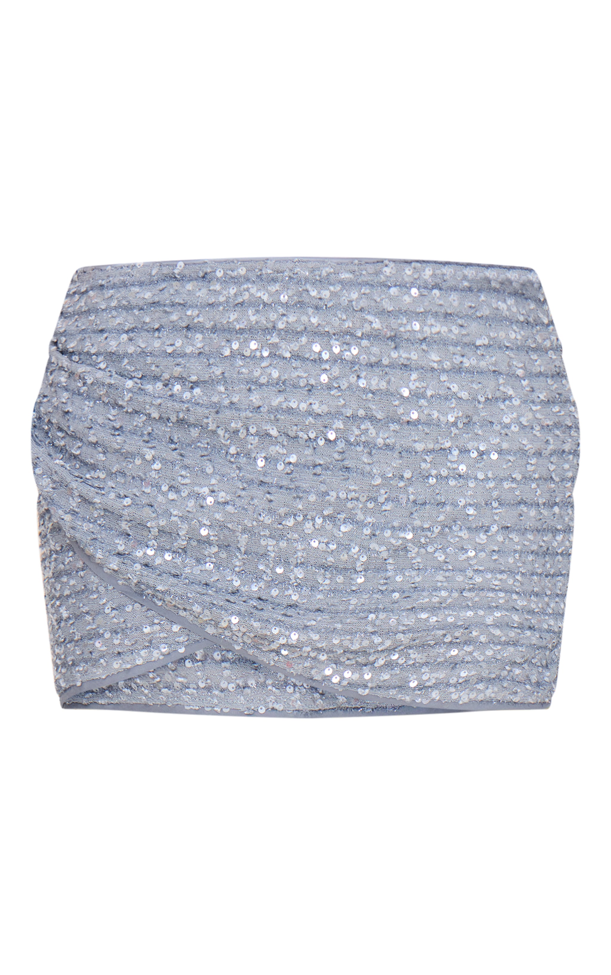 Blue Grey Textured Sequin Mini Skirt image 6