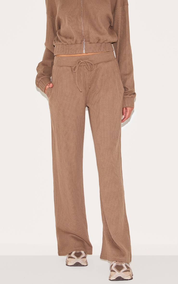 Brown Waffle Wide Leg Pants image 2