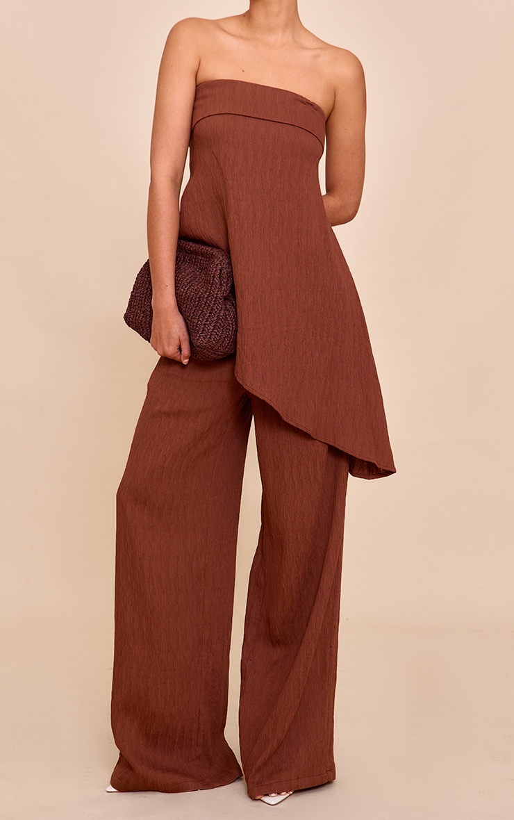  Chocolate Bandeau Asymmetric Drape Detail Top image 1