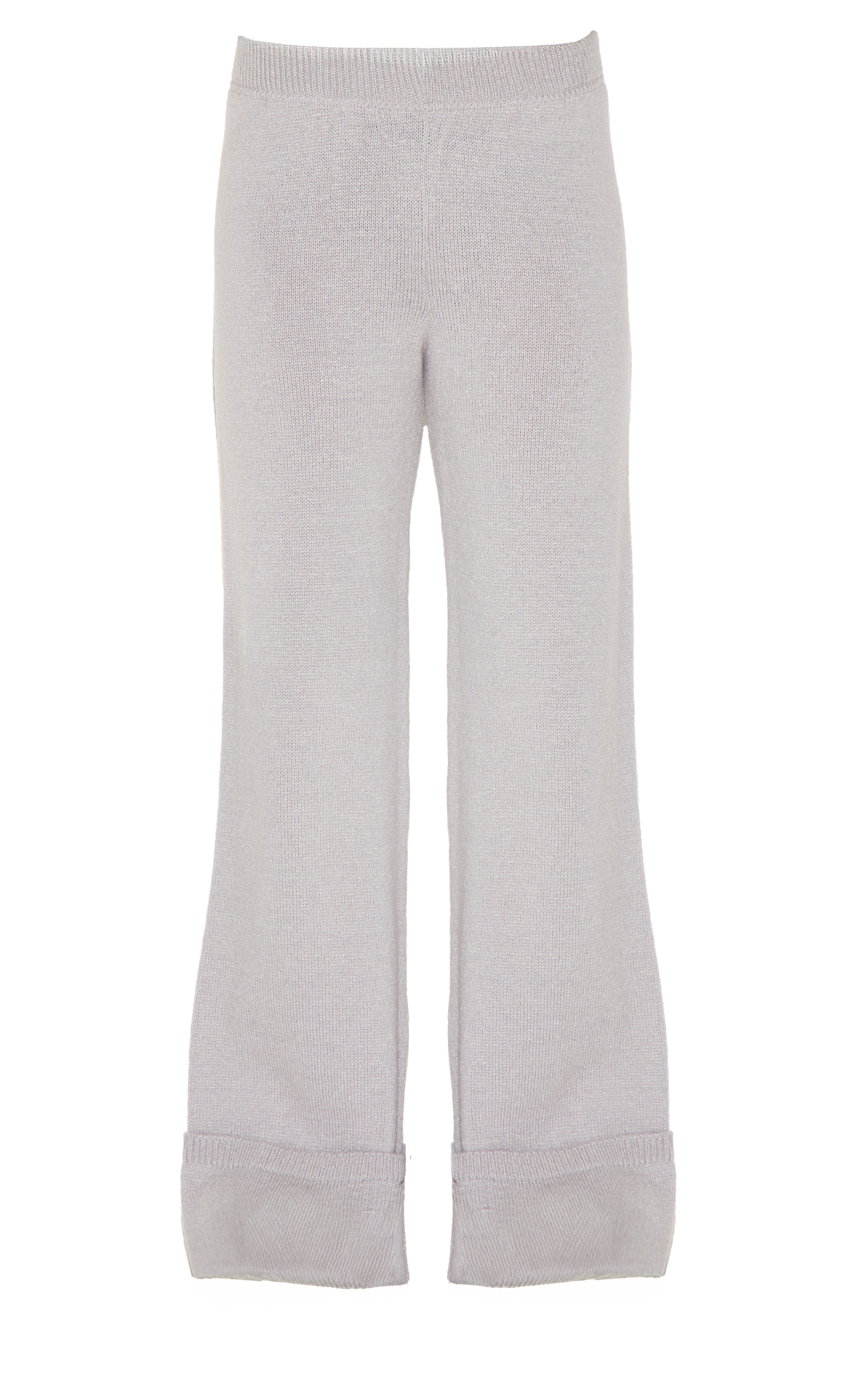 Grey Turn Up Hem Knit Pants image 5