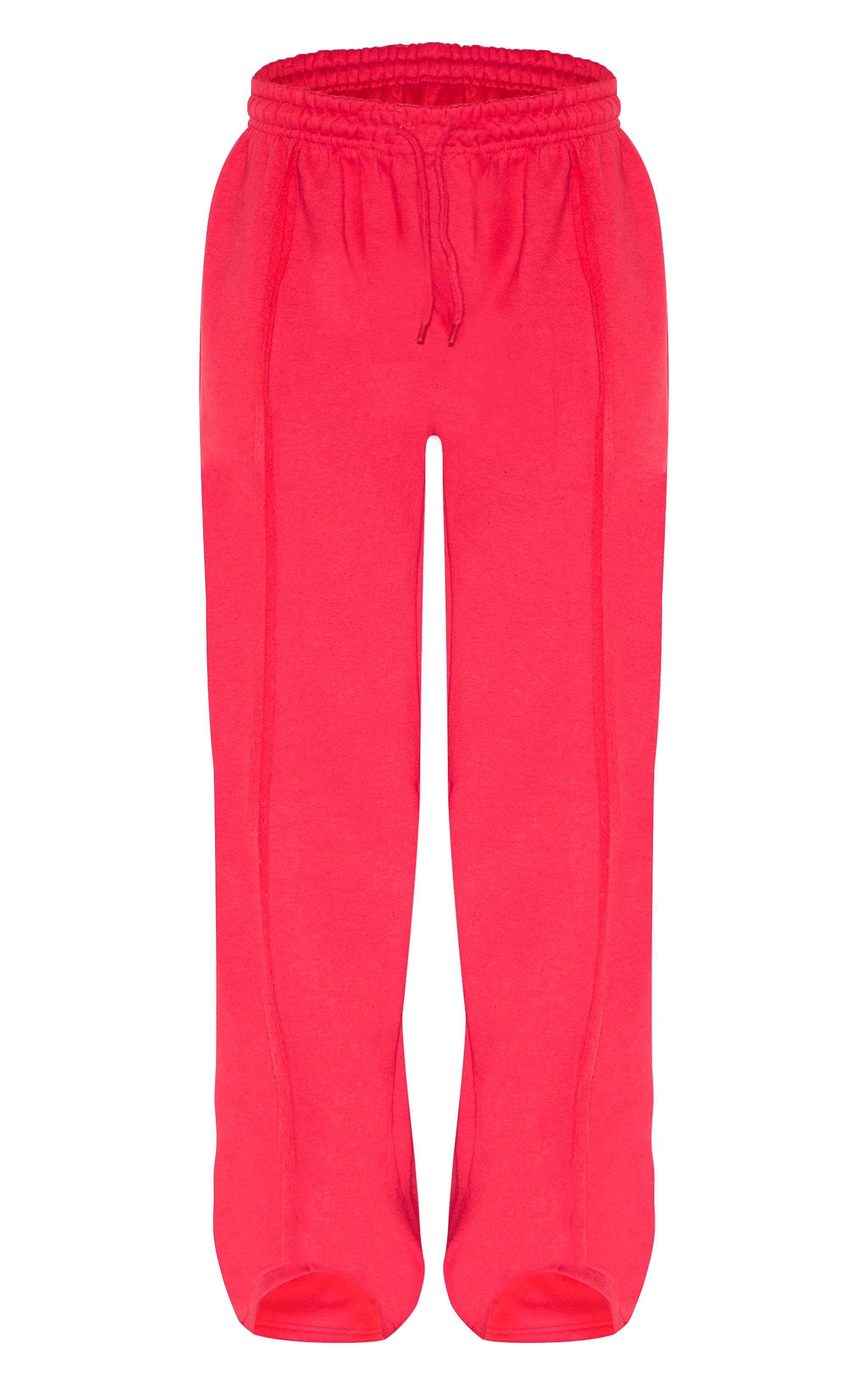 Red Oversized Wide Leg Seam Detail Track Pants image 5