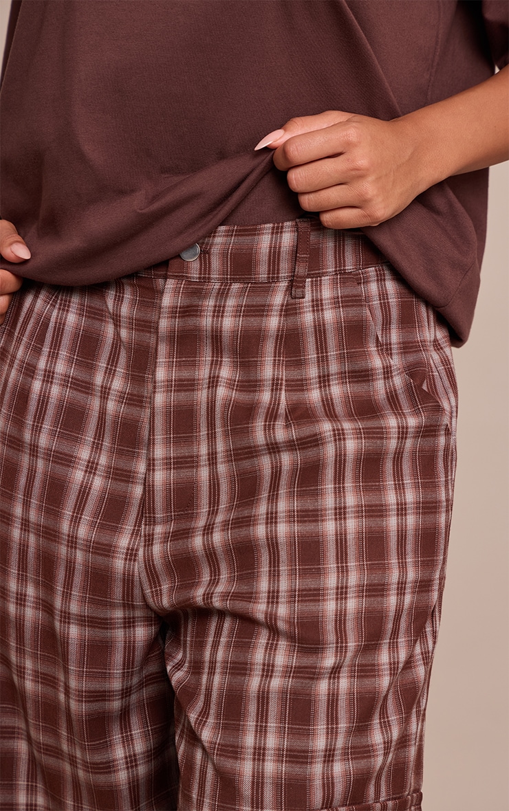 Shape Chocolate Tartan Buckle Cargo Wide Leg Pants image 4