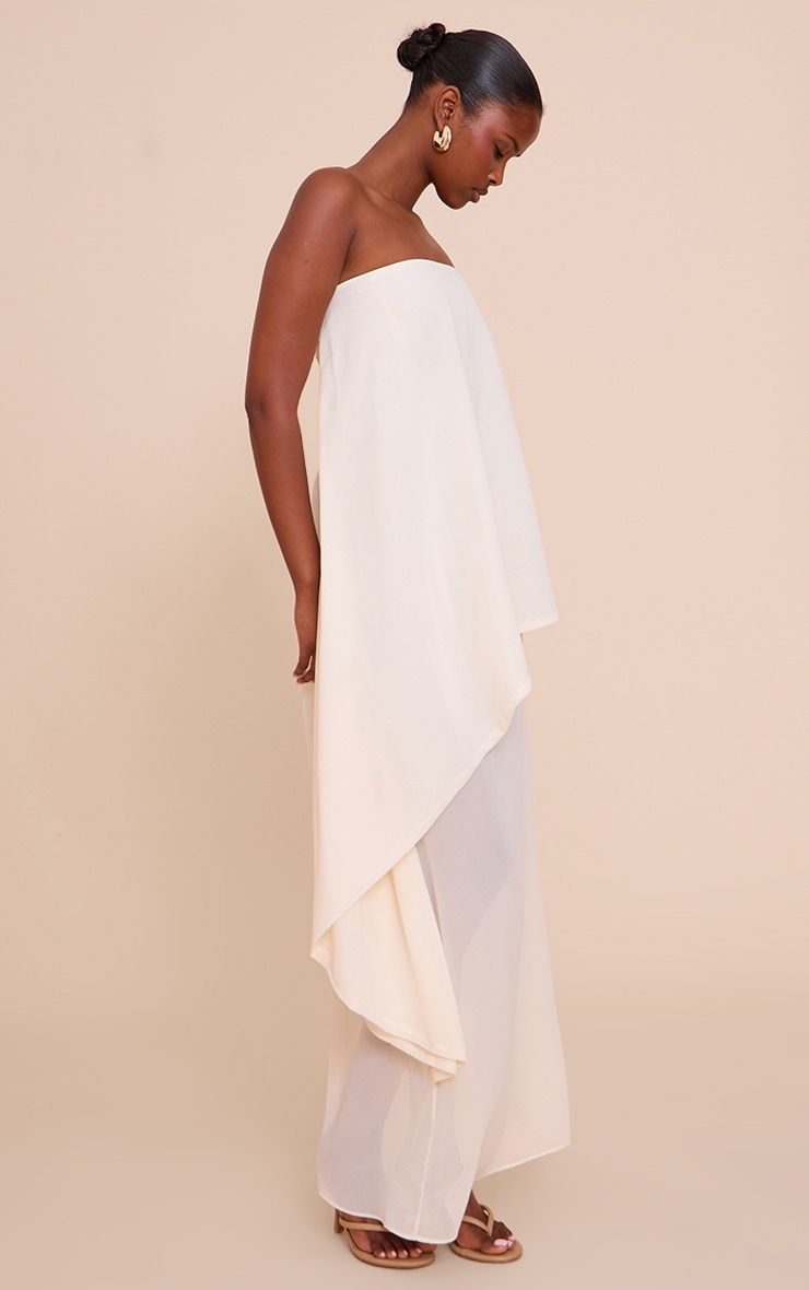 Butter Cream Chiffon Bandeau Overlay Maxi Dress image 3