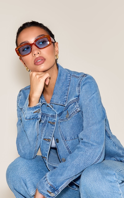 Lunettes de soleil carrées en écailles miel