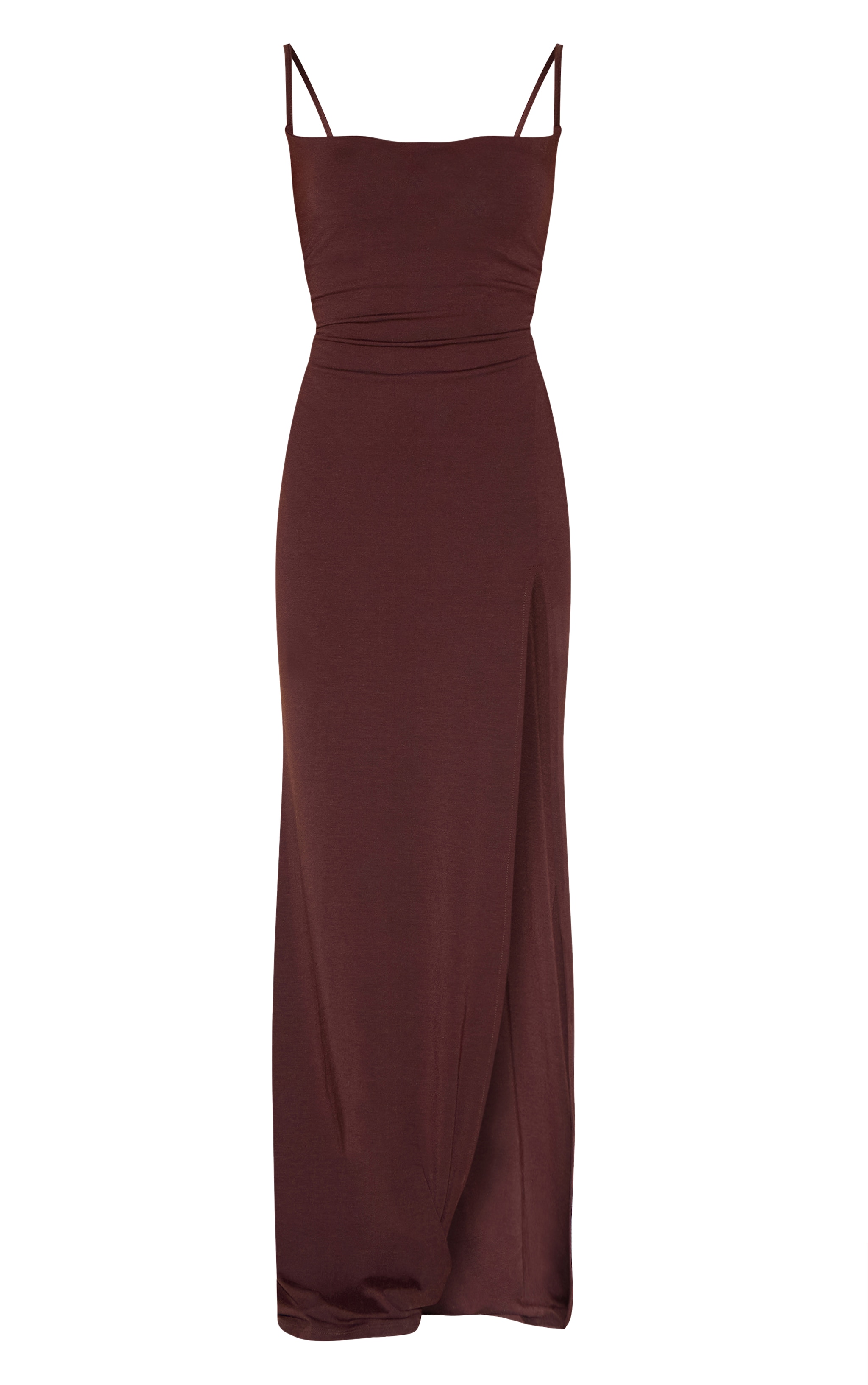 Petite Chocolate Contour Jersey Slit Detail Maxi Dress image 5