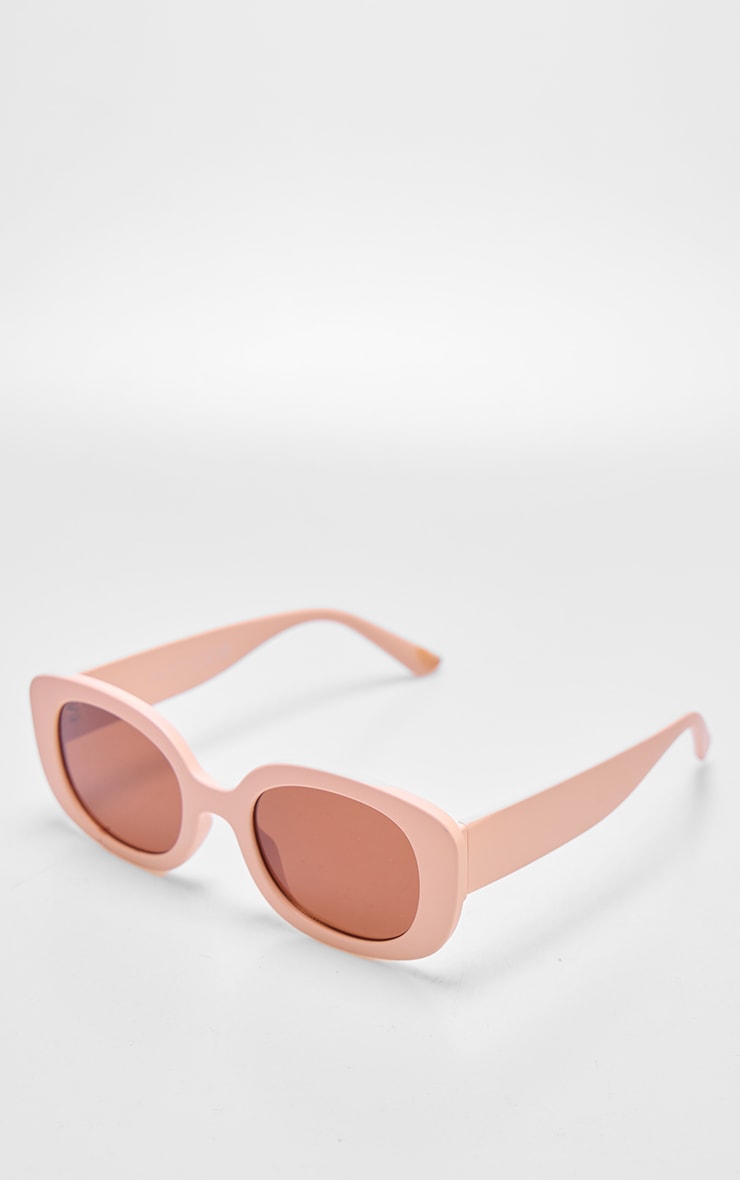  Beige Chunky Frame Round Sunglasses image 3