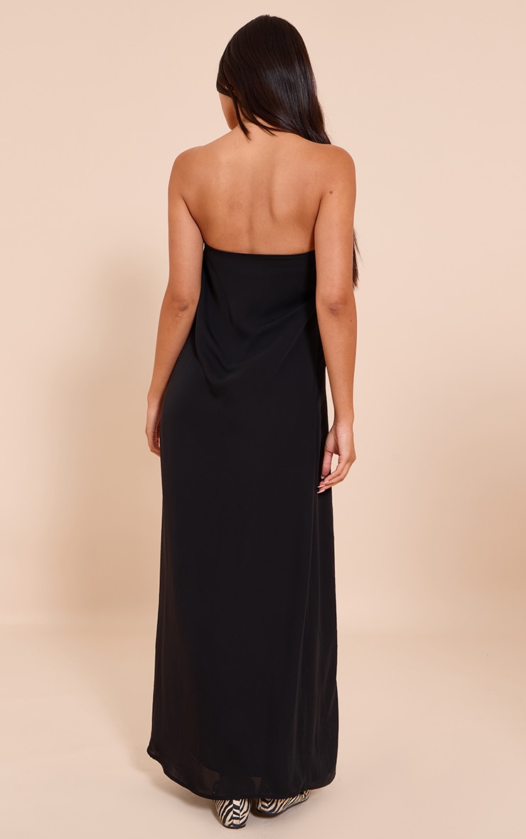 Black Bandeau Column Maxi Dress image 2