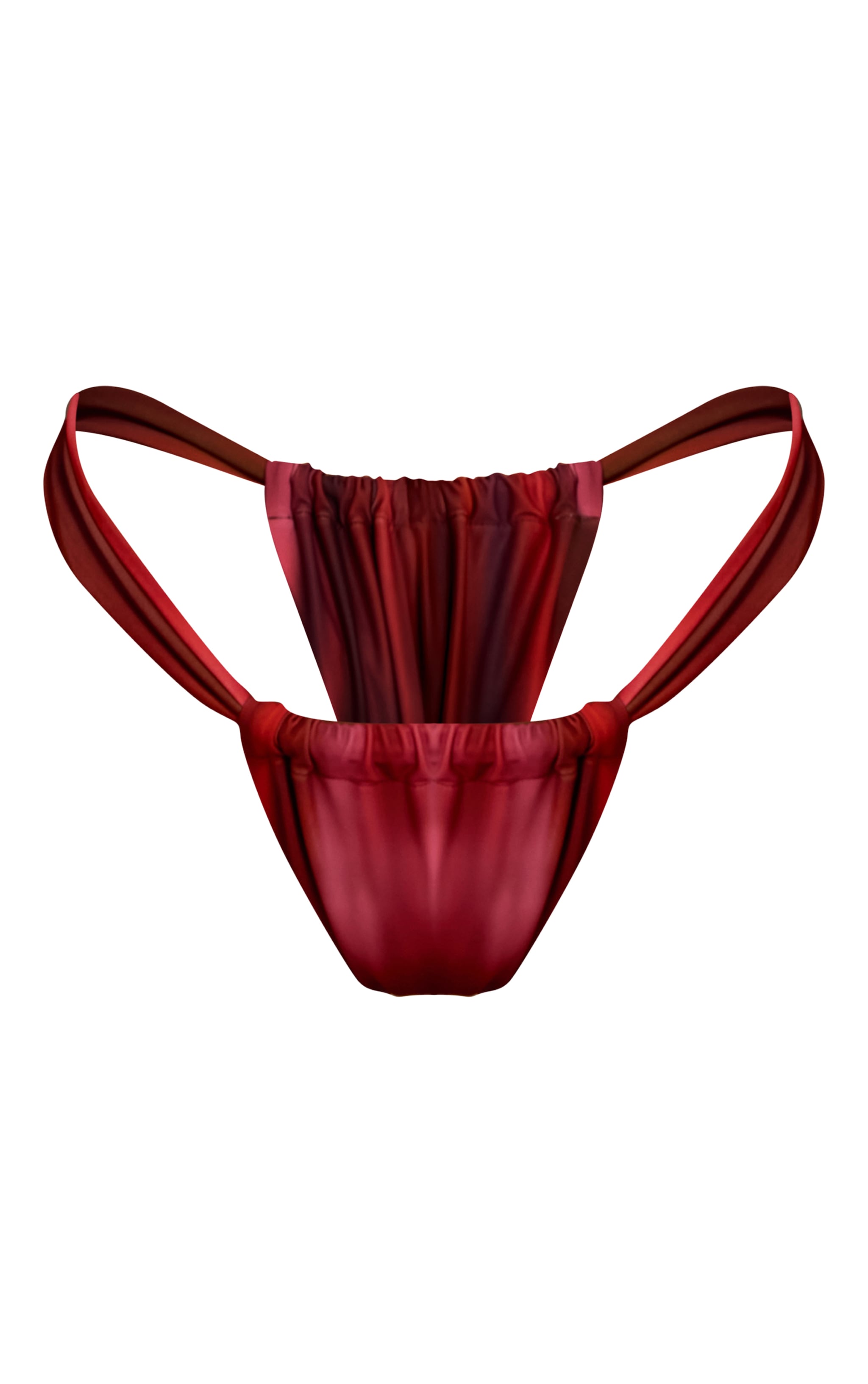 Purple Ombre Print Ruched Tanga Bikini Bottoms image 5