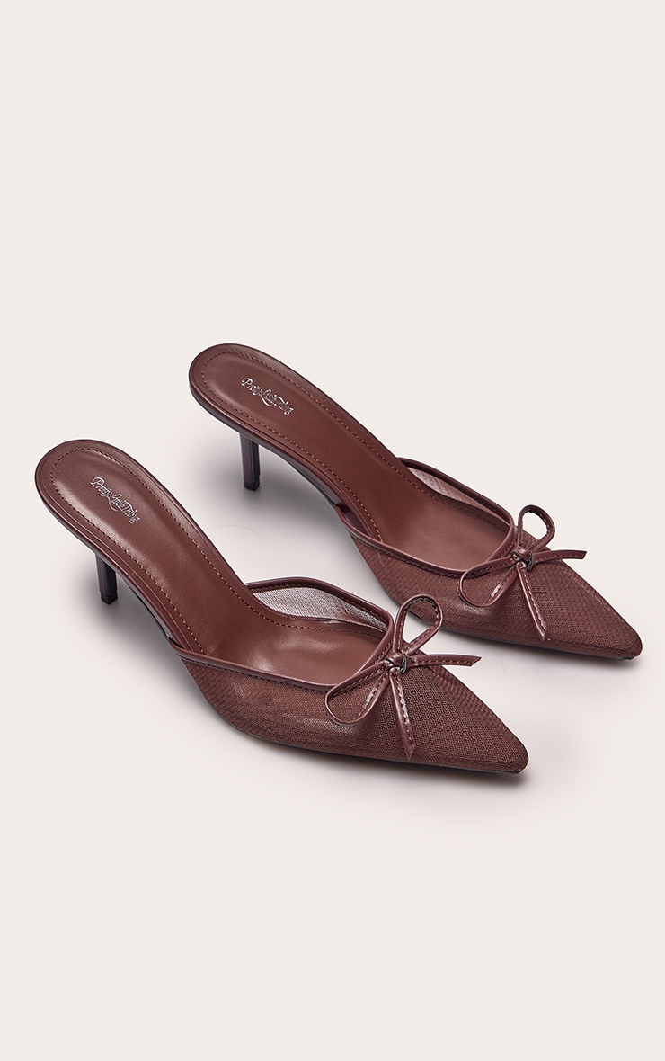 Chocolate Mesh Bow Detail Mule image 3