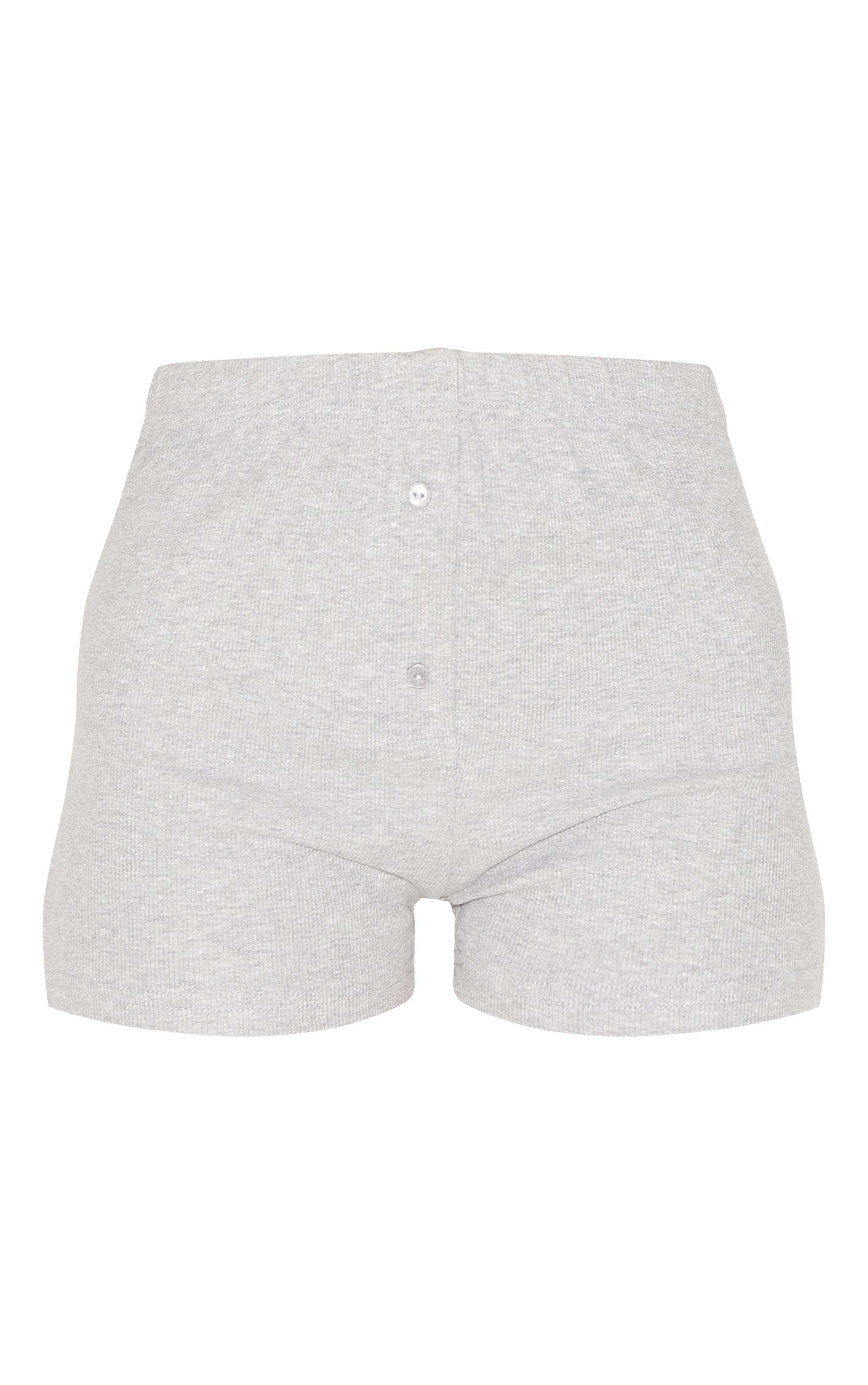 Grey Ribbed Jersey Button Up Short Set image 5