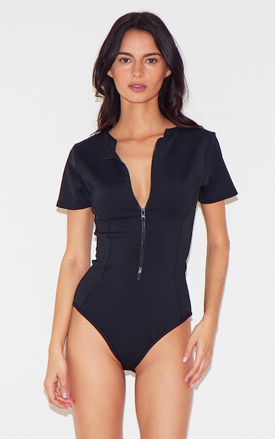 Maillot de bain style plongée noir à zip