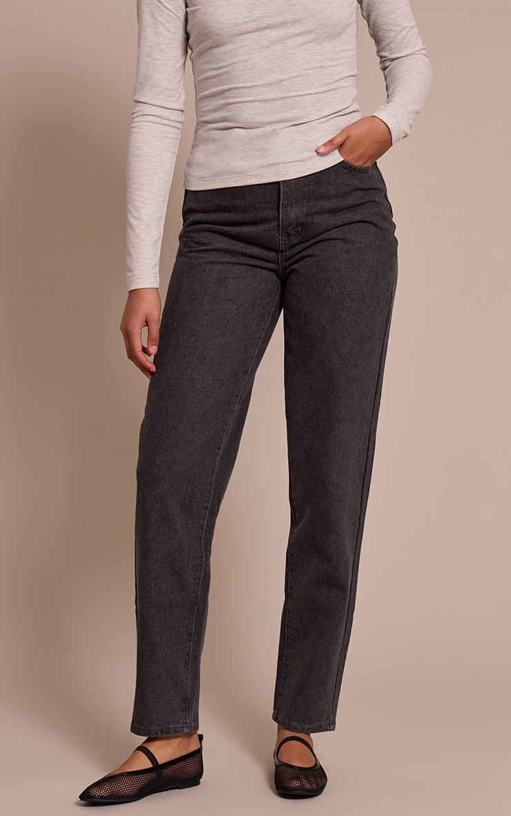 Tall Washed Grey High Waist Mom Jeans image 2