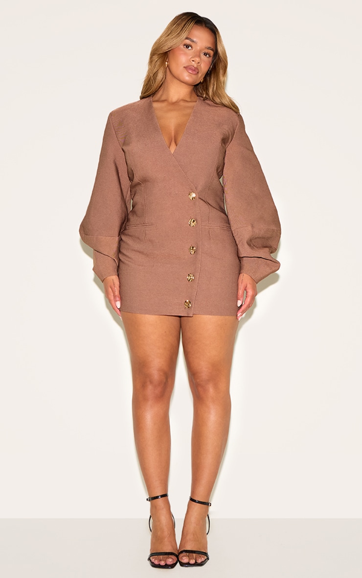 Shape Mocha Tailored Cocoon Sleeve A Line Blazer Dress image 3