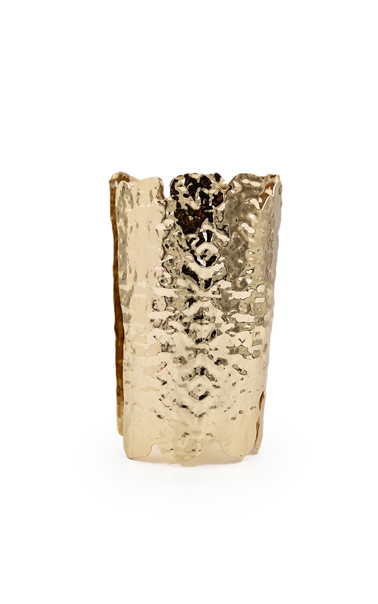 Gold Hammered Textured Large Cuff image 3