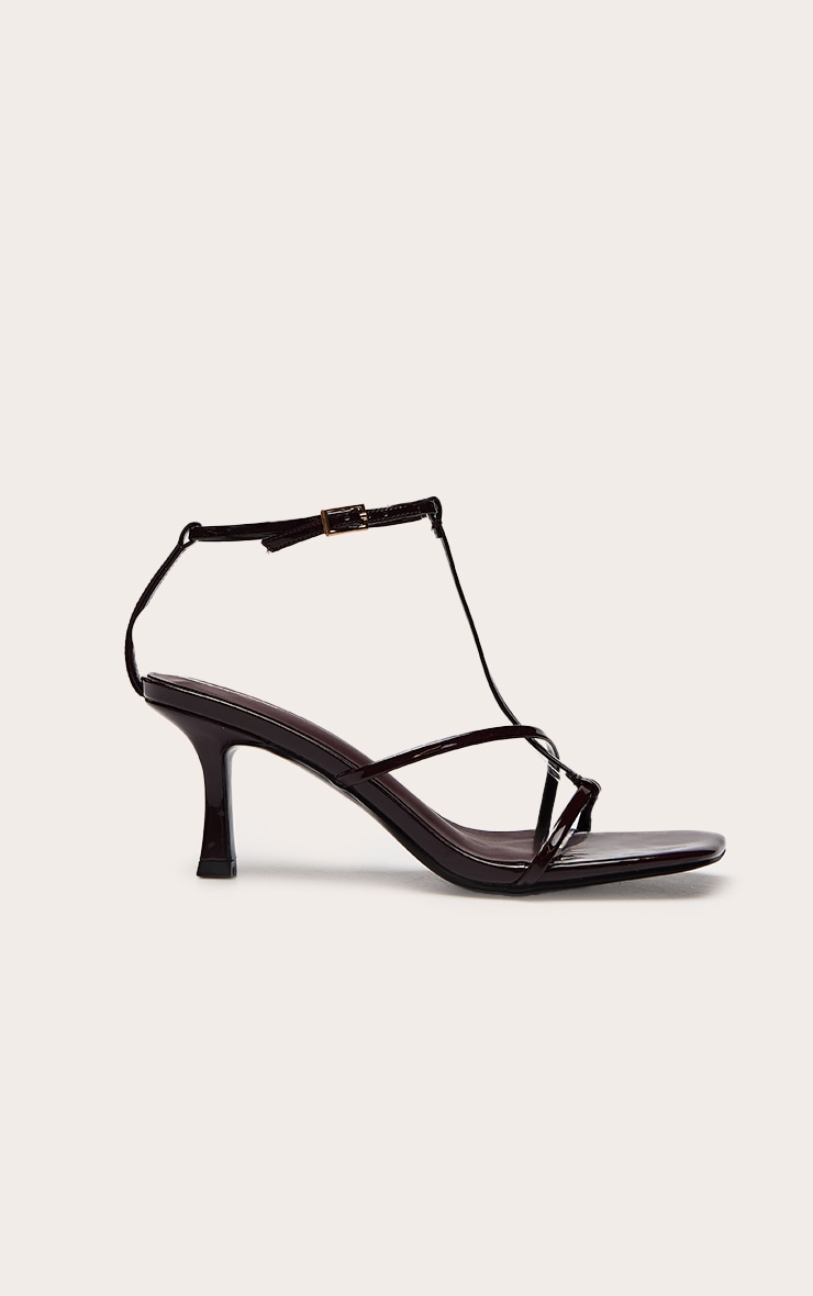 Chocolate Plum Patent PU Caged Heeled Sandal image 2