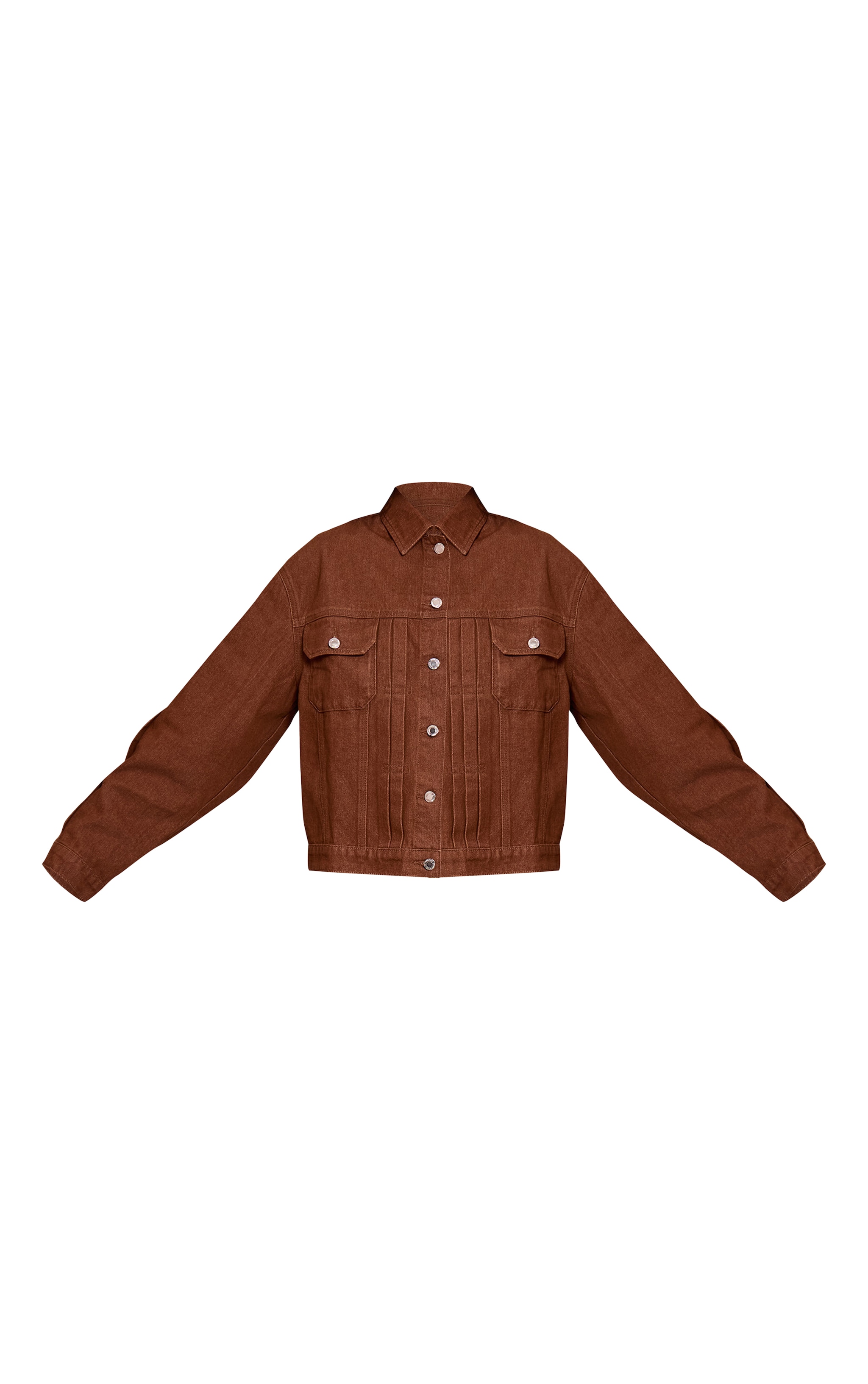 Veste en jean marron clair à épaules carrées image 5