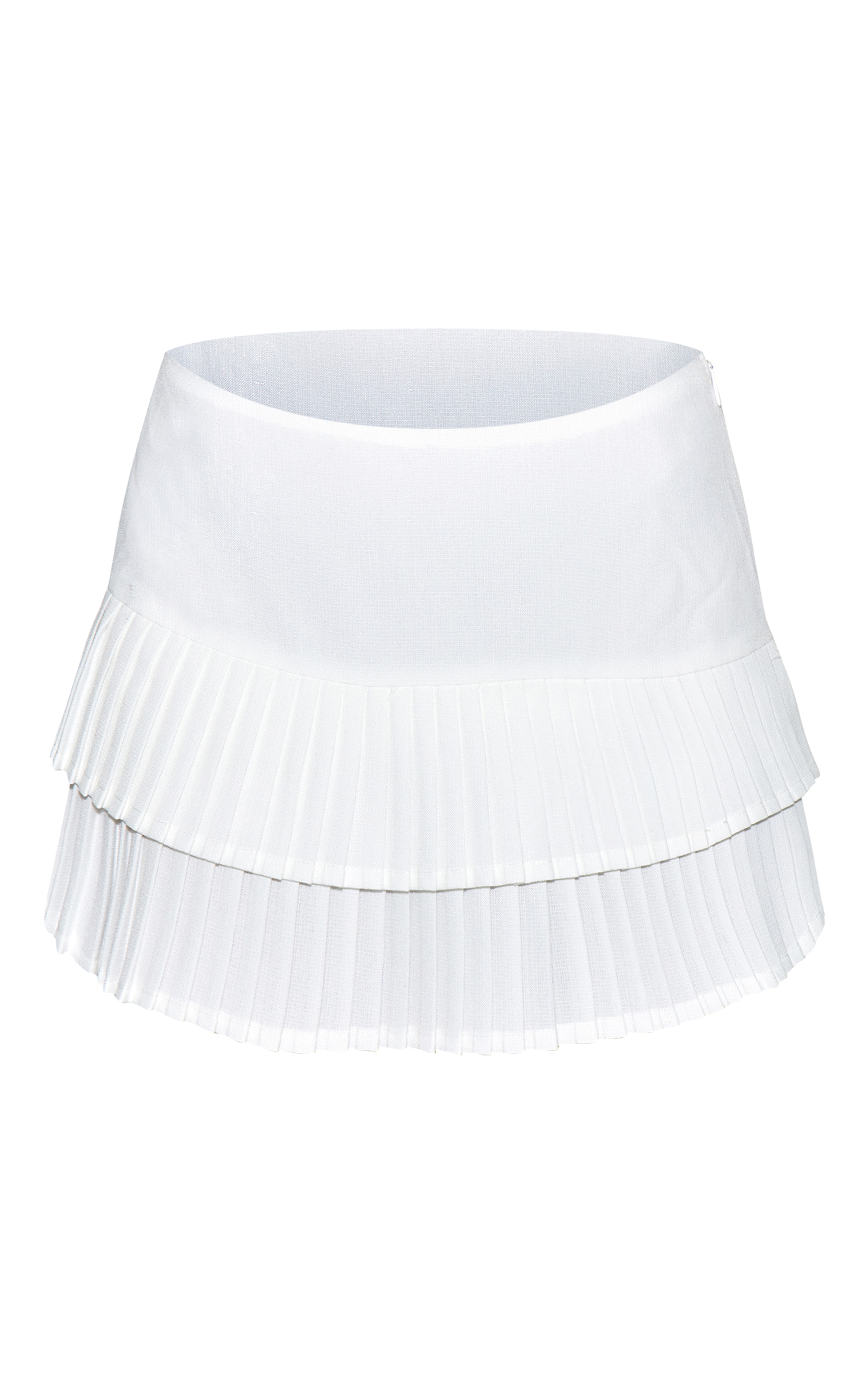 White Dropped Waist Frill Detail Woven Mini Skirt image 6
