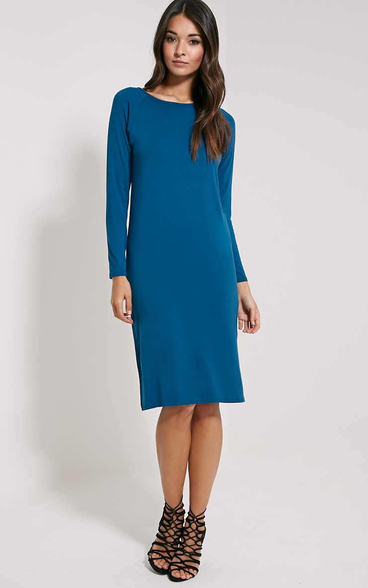 Long Sleeve Midi Jersey Dress - Just $3
