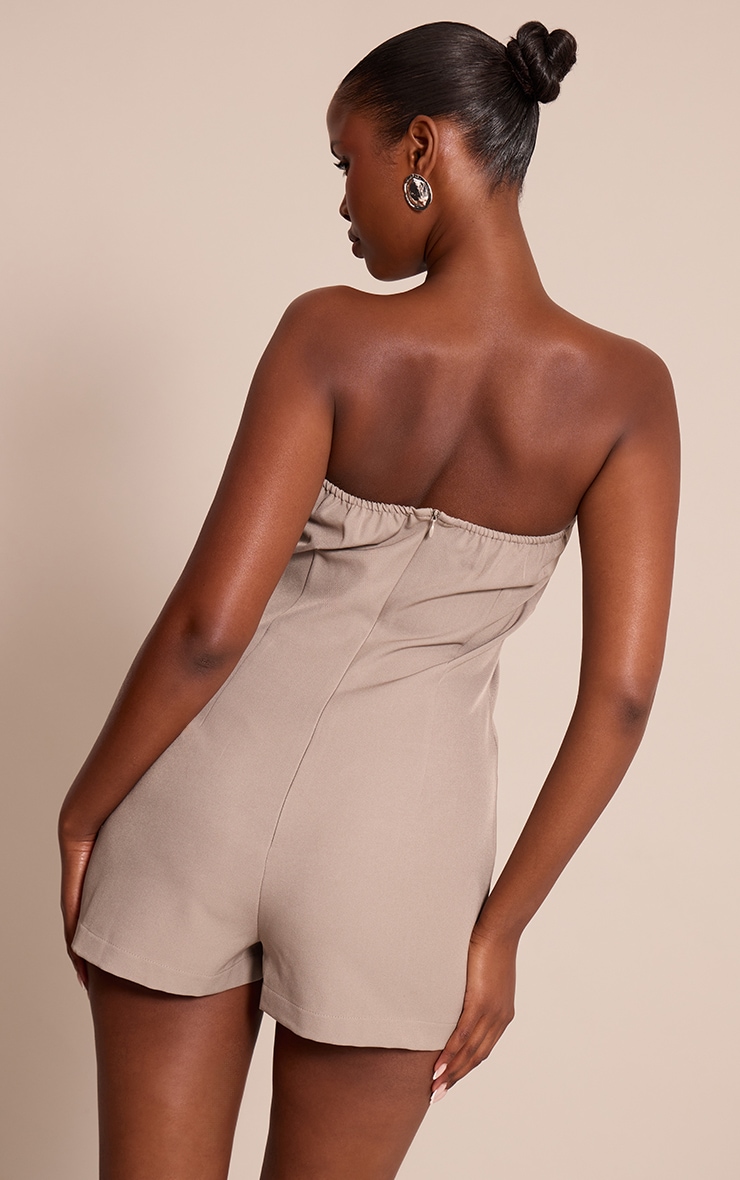 Mushroom Woven Bandeau Tailored Romper image 2