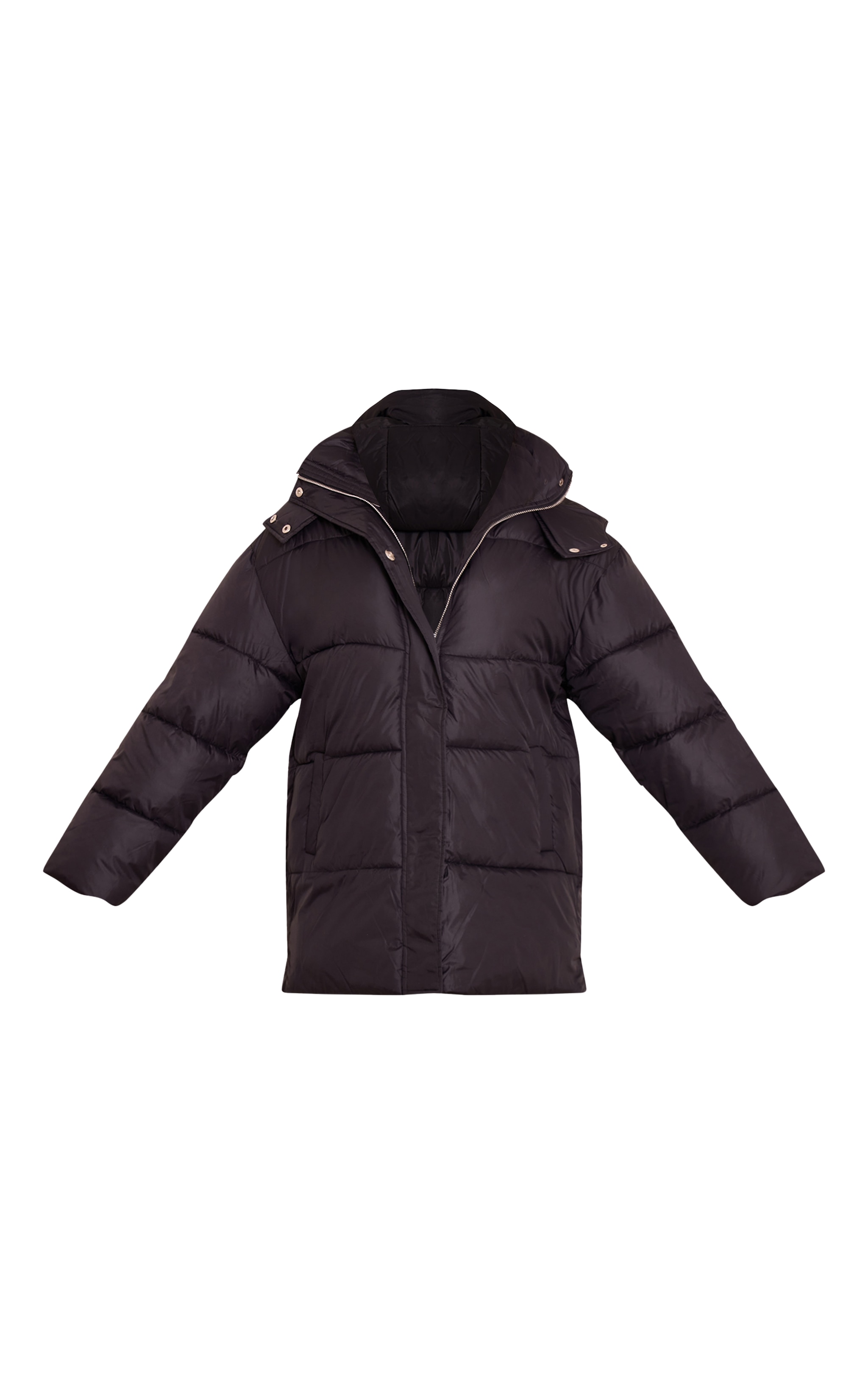 Tall Black Oversized Hooded Puffer Jacket image 5