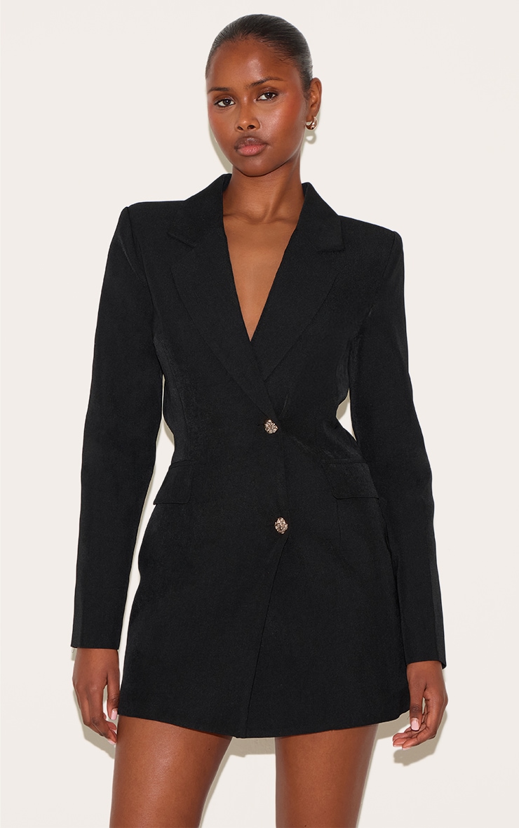 Robe Blazer Noire Cintrée à Boutons Dorés image 1