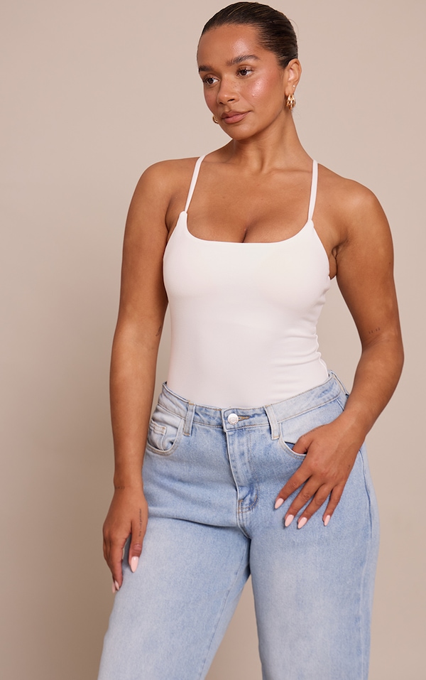 Shape White Sculpt Built In Bra Strappy Bodysuit