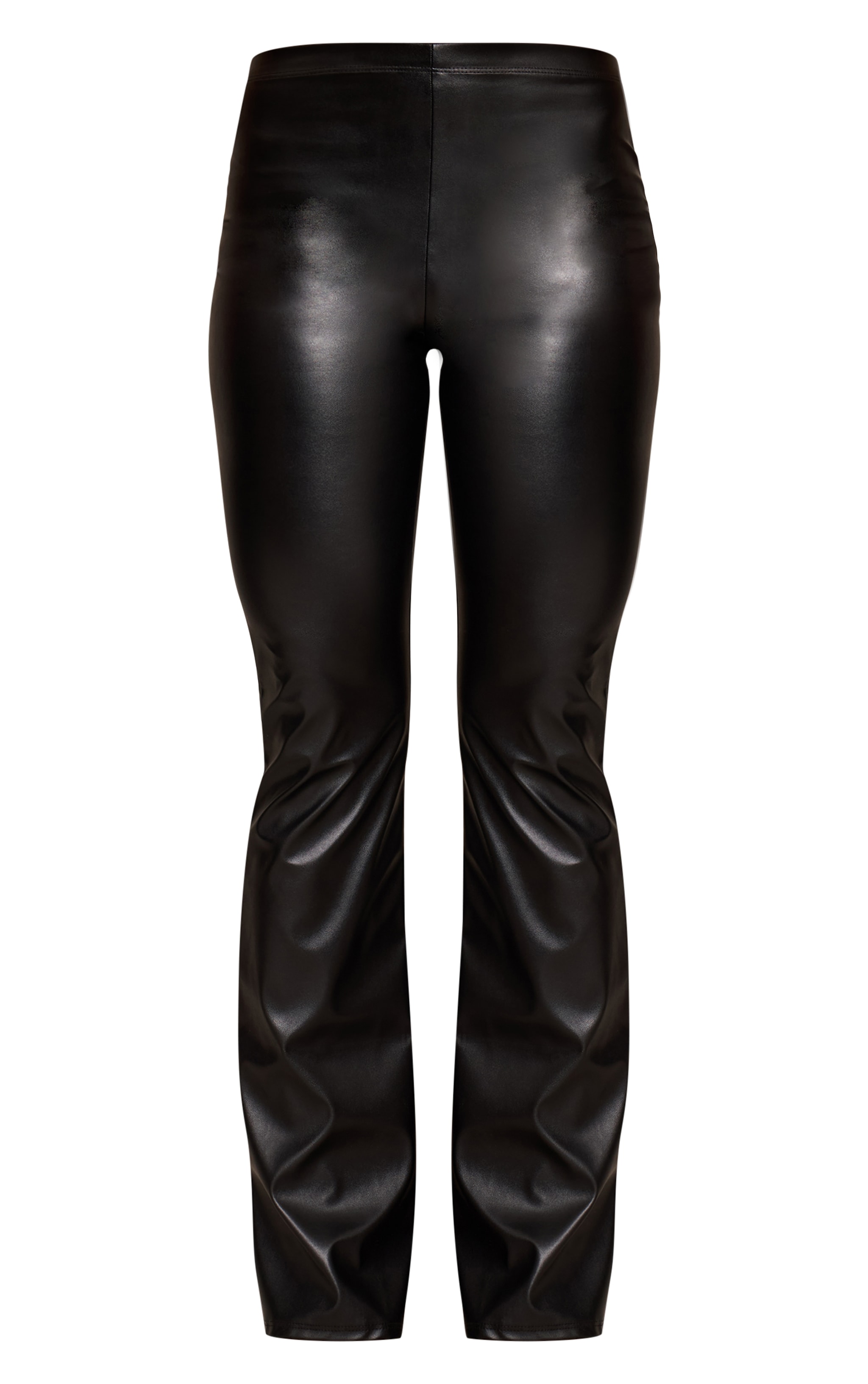 Pantalon flare en PU noir à taille haute image 5
