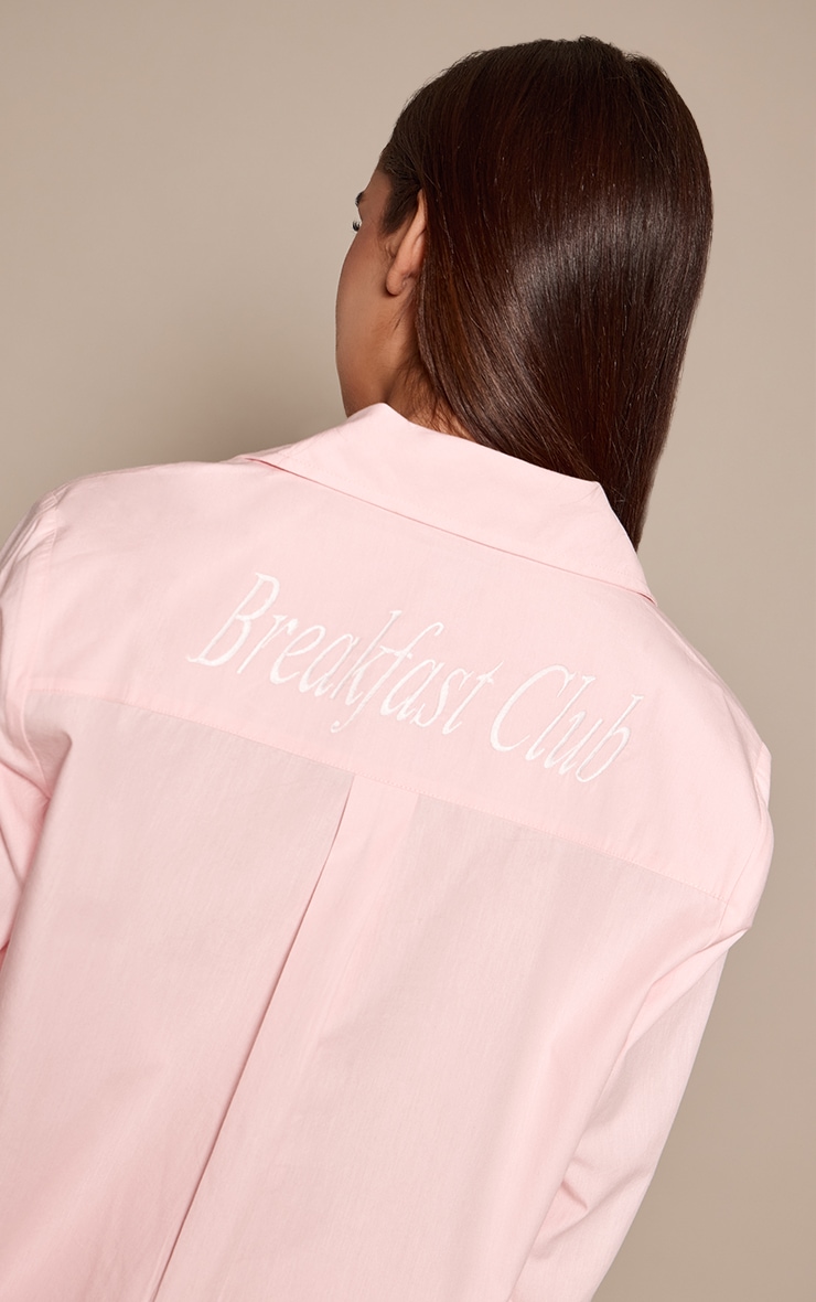Baby Pink Contrast Breakfast Club Button Up Pyjamas