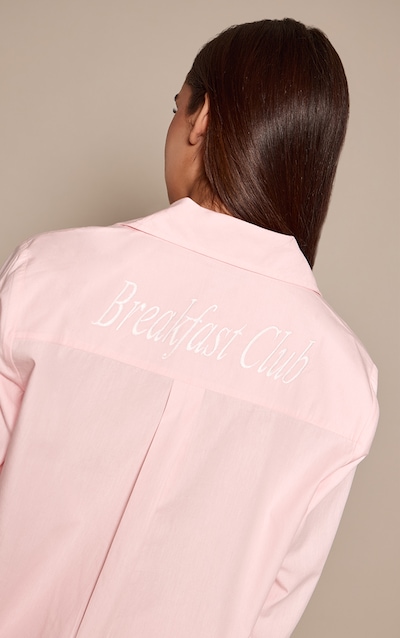 Baby Pink Contrast Breakfast Club Button Up Pyjamas