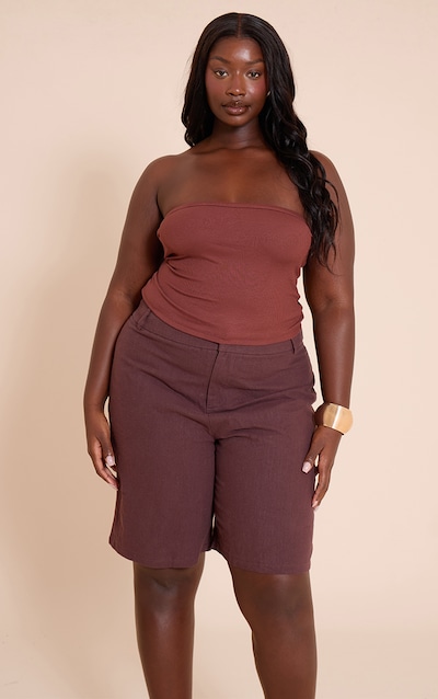Plus Chocolate Soft Rib Bandeau Top