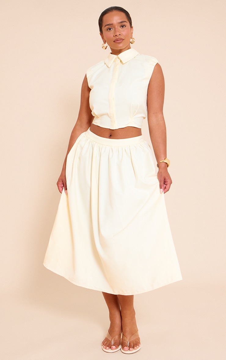 Shape Butter Cream Woven Mid Rise Midi A-line Skirt image 1
