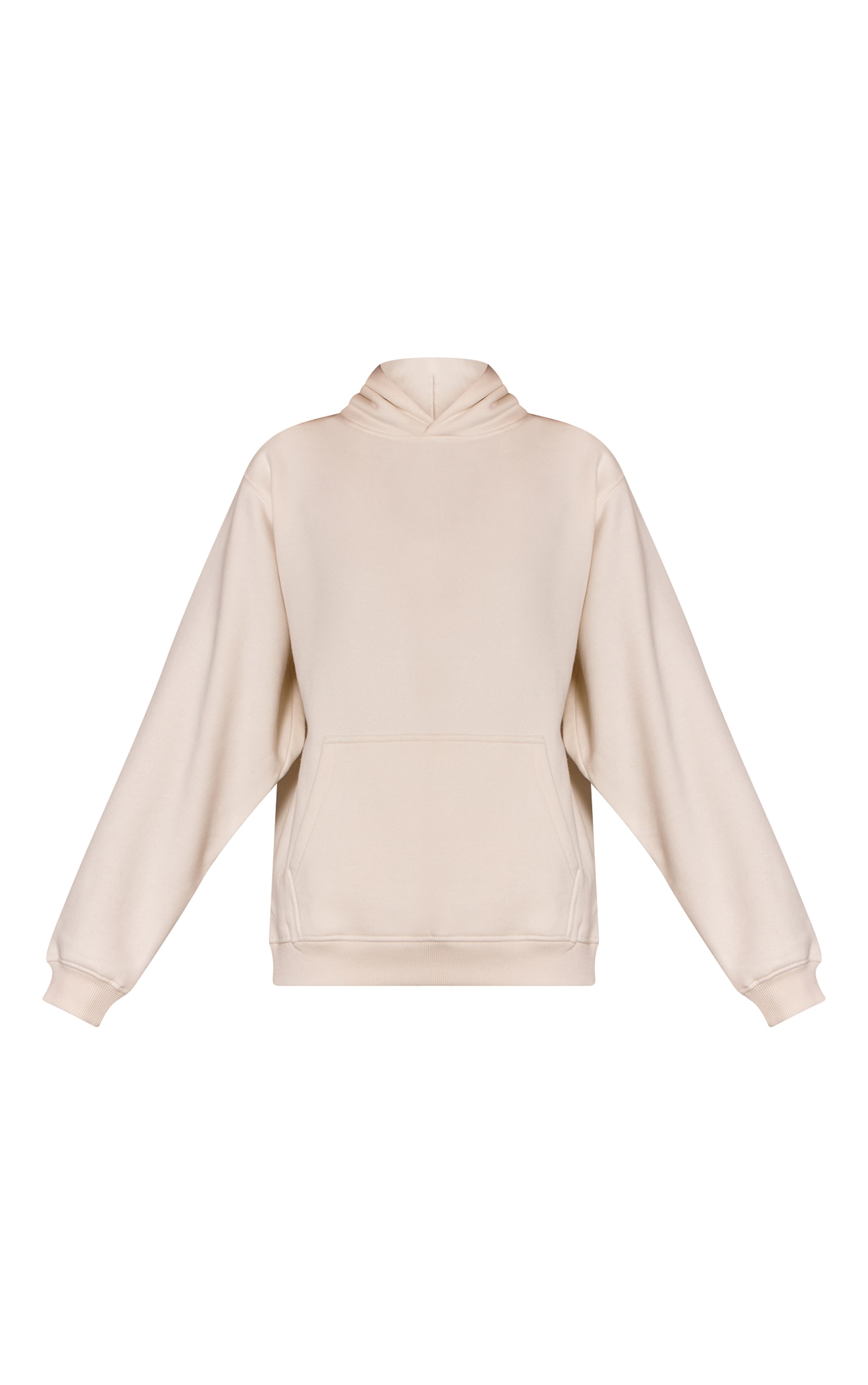 Cream Cotton Fleece Oversized Pull Over Hoodie image 5