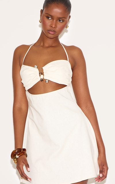 Natural Trim Detail Shift Dress