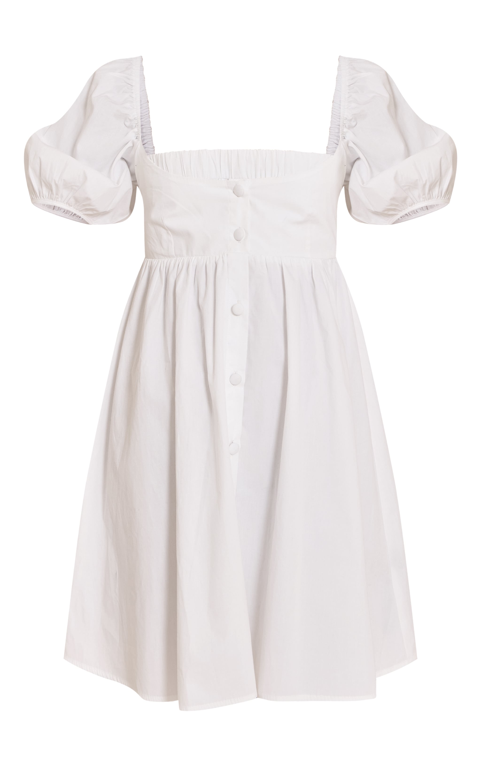 White Cotton Button Down Smock Dress image 5