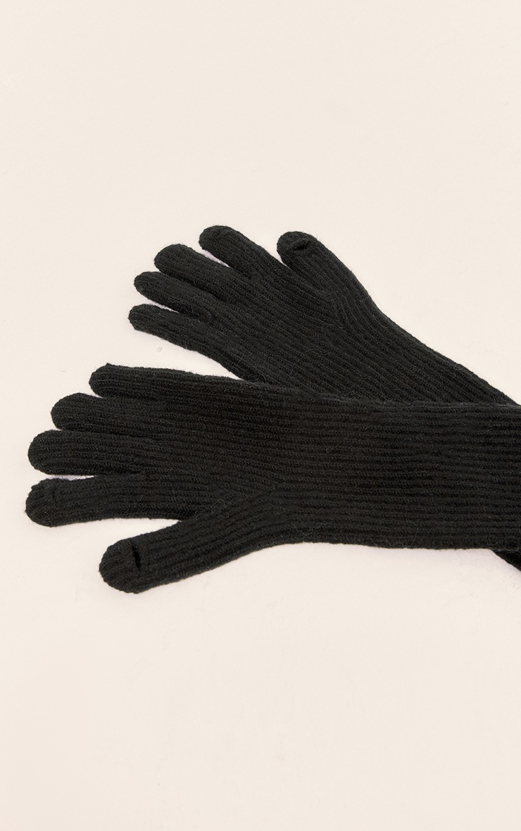 Black Knitted Slouchy Gloves image 3