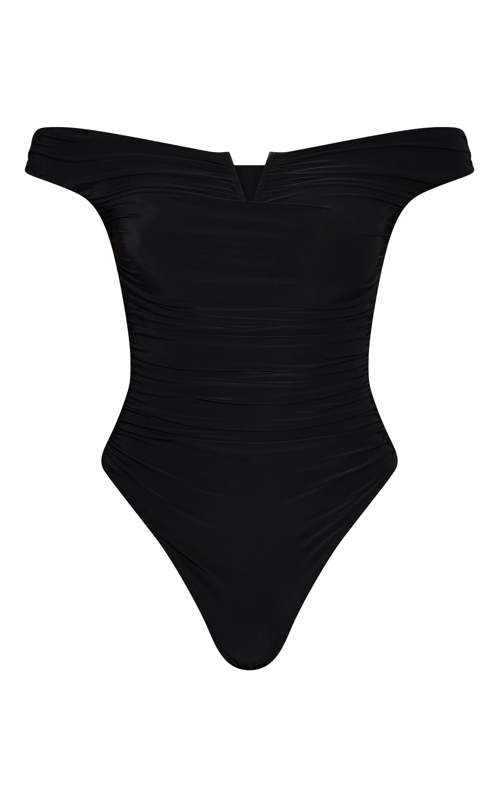 Black Double Layer Slinky Extreme Ruch Detail Bodysuit image 5