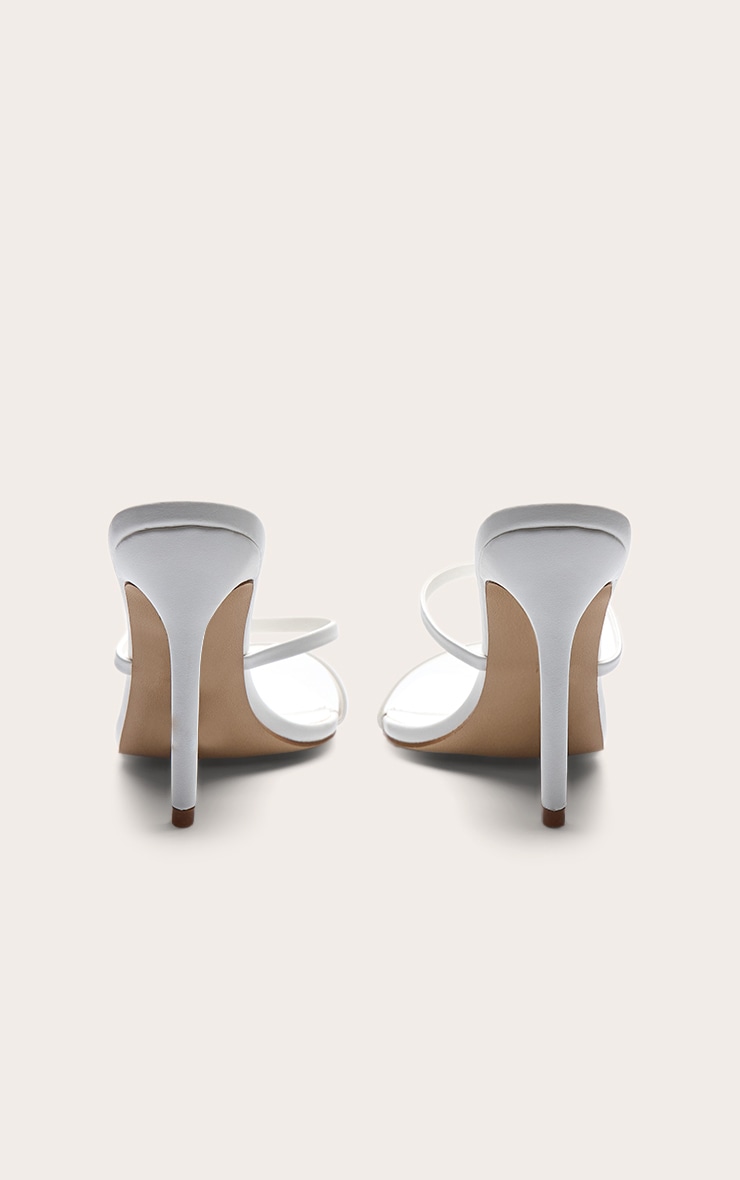 White Pu Point Toe High Stiletto Heel Sandals image 4