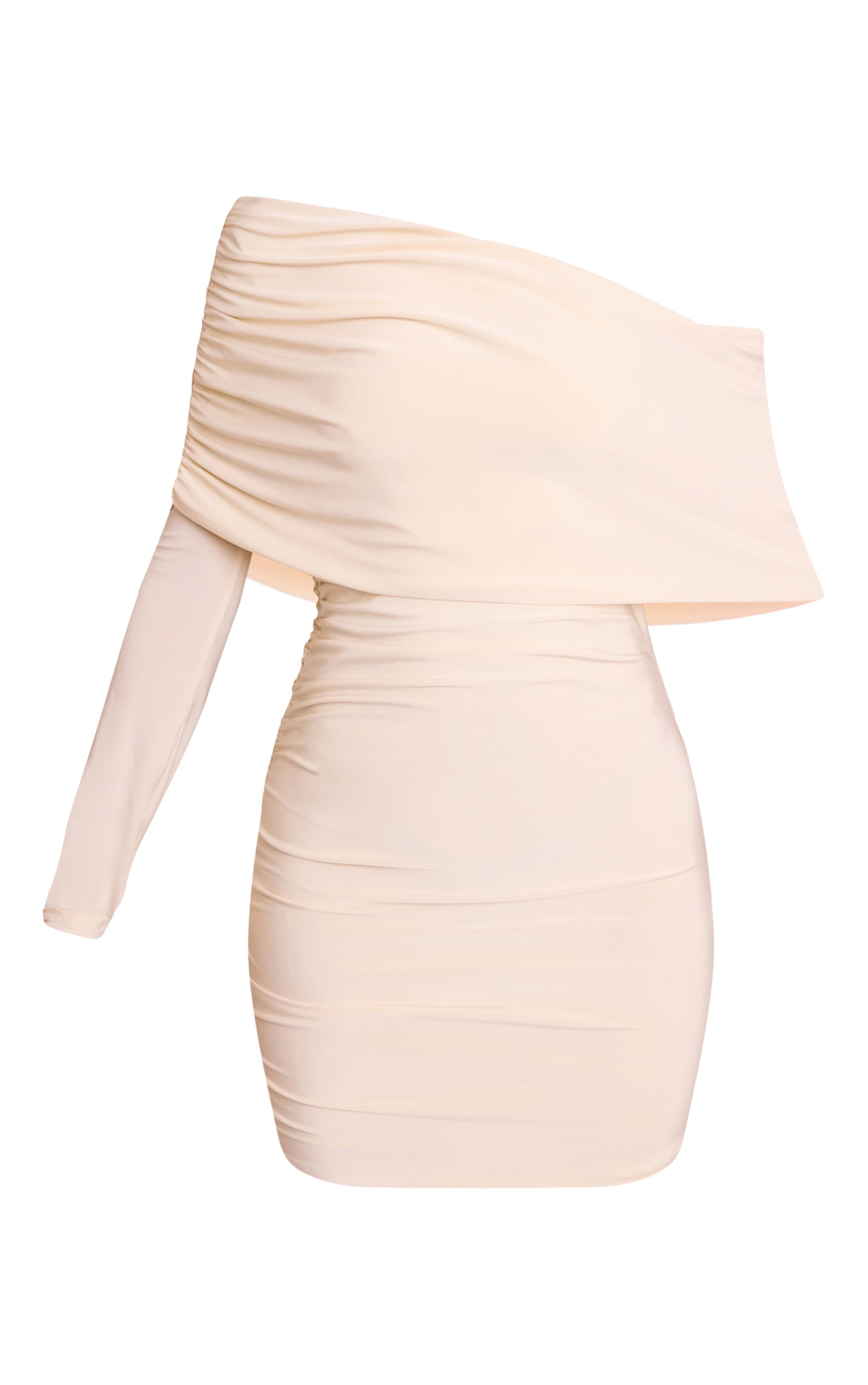 Petite Stone One Shoulder Ruched Bodycon Mini Dress image 5