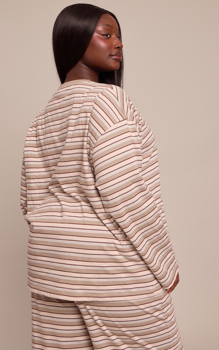 Plus Chocolate Striped Long Sleeved Top image 2