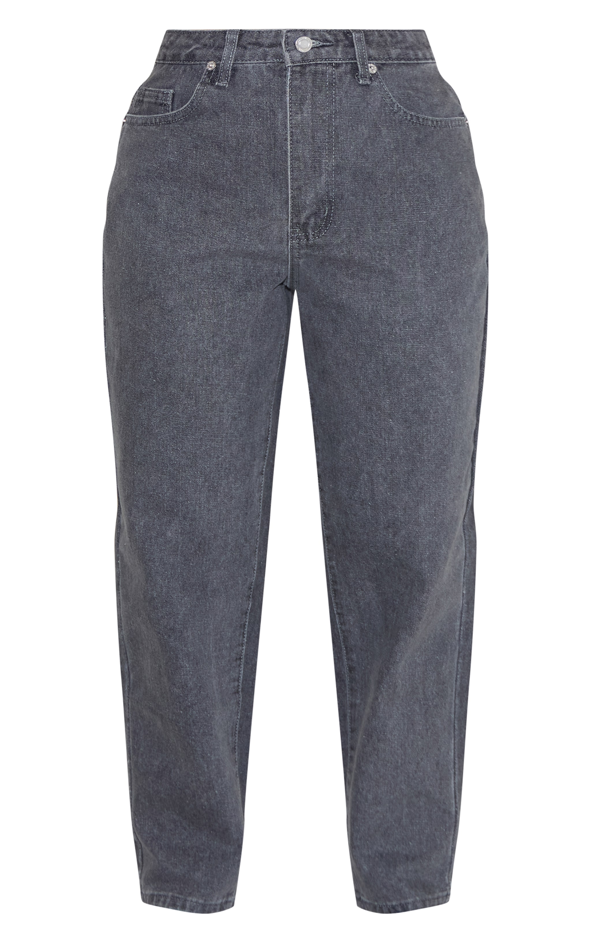 Petite Grey High Waist Mom Jeans image 5