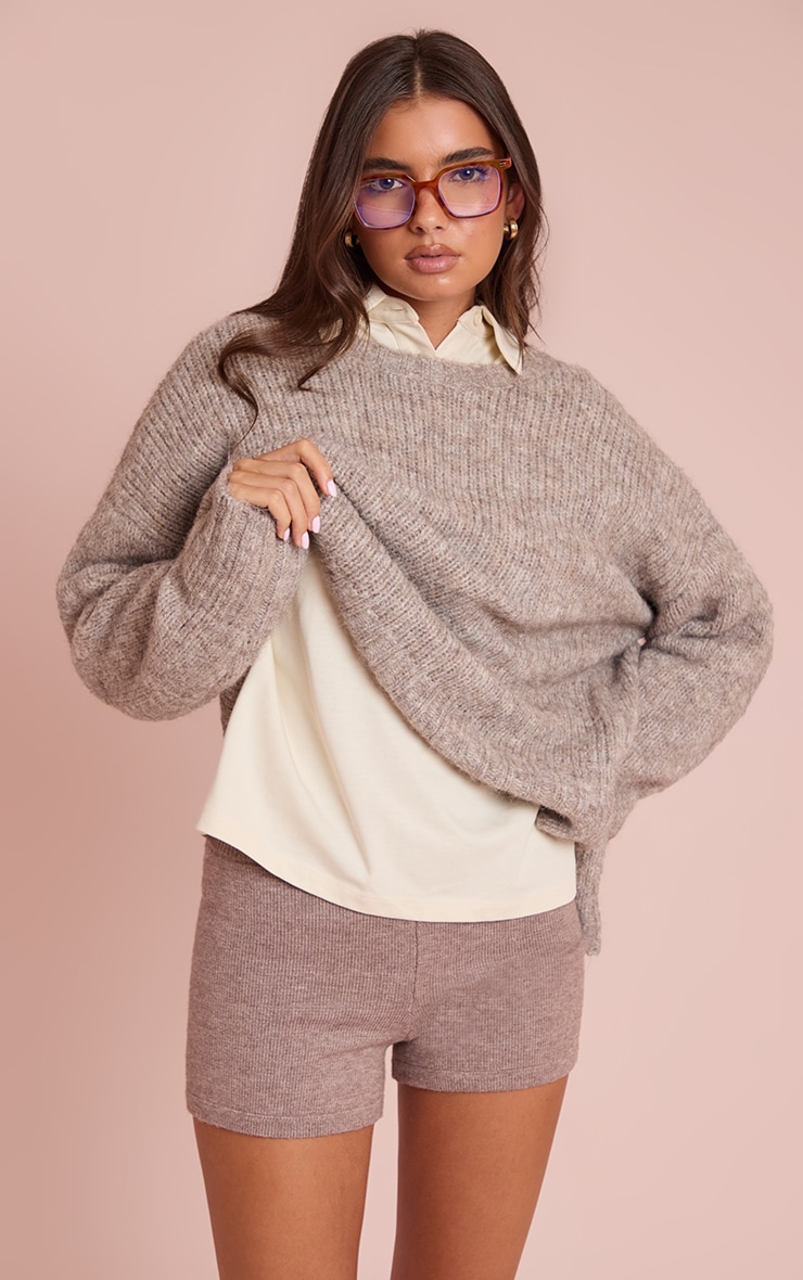 Cream Cotton Polo Collar Long Sleeve Top image 4